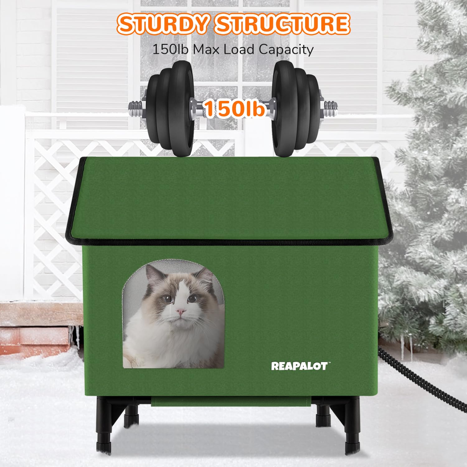 Large Heated Outdoor Cat House for Winter - Insulated Feral Cat Shelter with Heating Pad, Waterproof & Windproof Elevated Kitty House for Multiple Cats - Perfect for Backyards, Garages & Cold Weather Protection