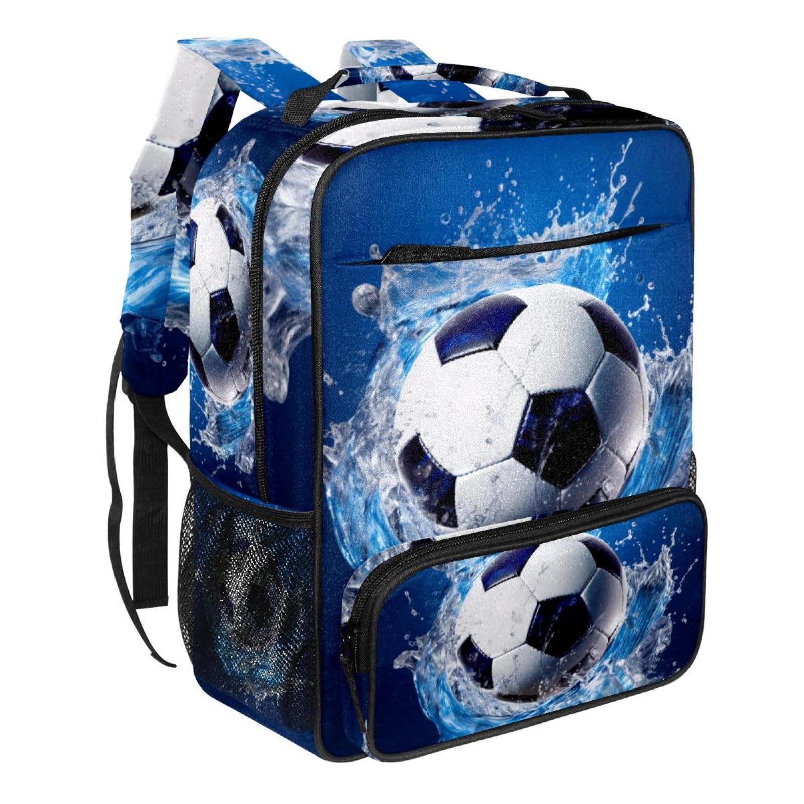 Stylish Travel Backpack for Women & Men - Durable Blue Ocean Design Waterproof Backpack for Hiking, Commuting & Football Games
