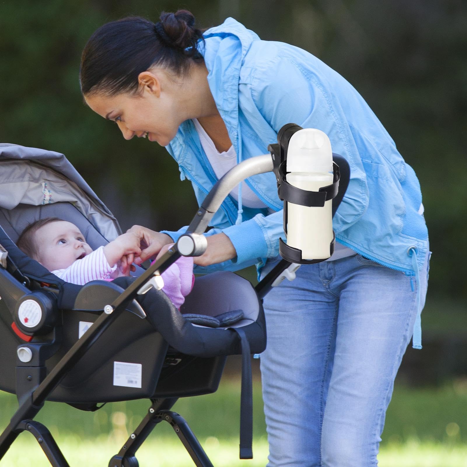 Stroller Water Bottle Holder - Universal Handlebar Drink Cup Holder for Baby Prams, Wheelchairs & Golf Carts | Leak-Proof Outdoor Accessories for Hiking, Shopping & Travel