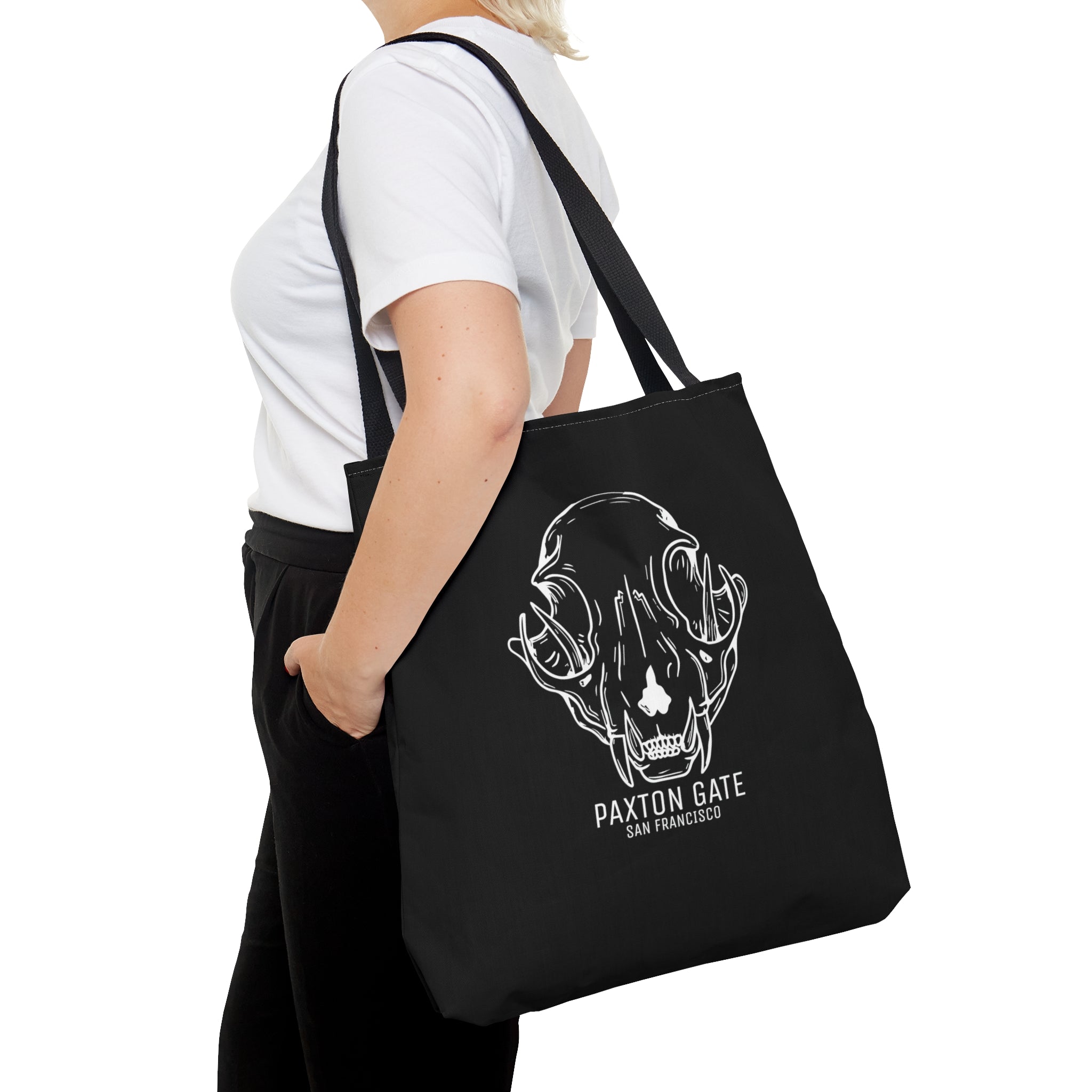 Bobcat Skull Tote Bag by Wren Sayler - Unique Gothic Fashion Accessory for Everyday Use, Shopping, and Outdoor Adventures
