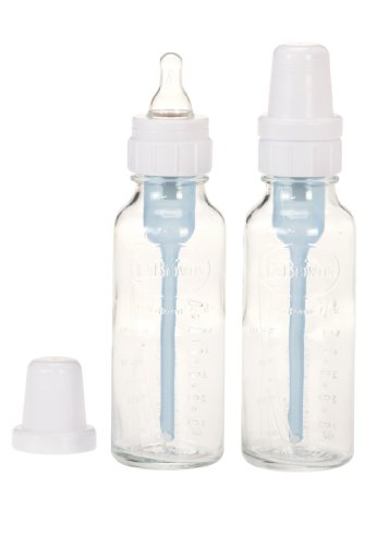 Dr. Brown's Natural Flow Standard Glass Baby Bottles, 8 Ounce (2 Pack) - BPA-Free, Anti-Colic, Easy to Clean - Perfect for Newborns, Infants & Breastfeeding Moms - Ideal for Home, Travel & Daycare Use