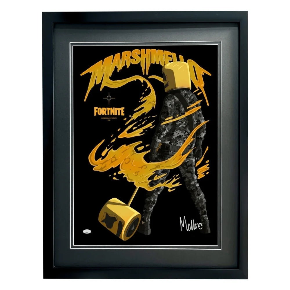 Marshmello Autographed Fortnite 19x24 Framed Poster with JSA COA - Limited Edition #D/500 - Perfect for Gaming Rooms, Man Caves & Collector Displays
