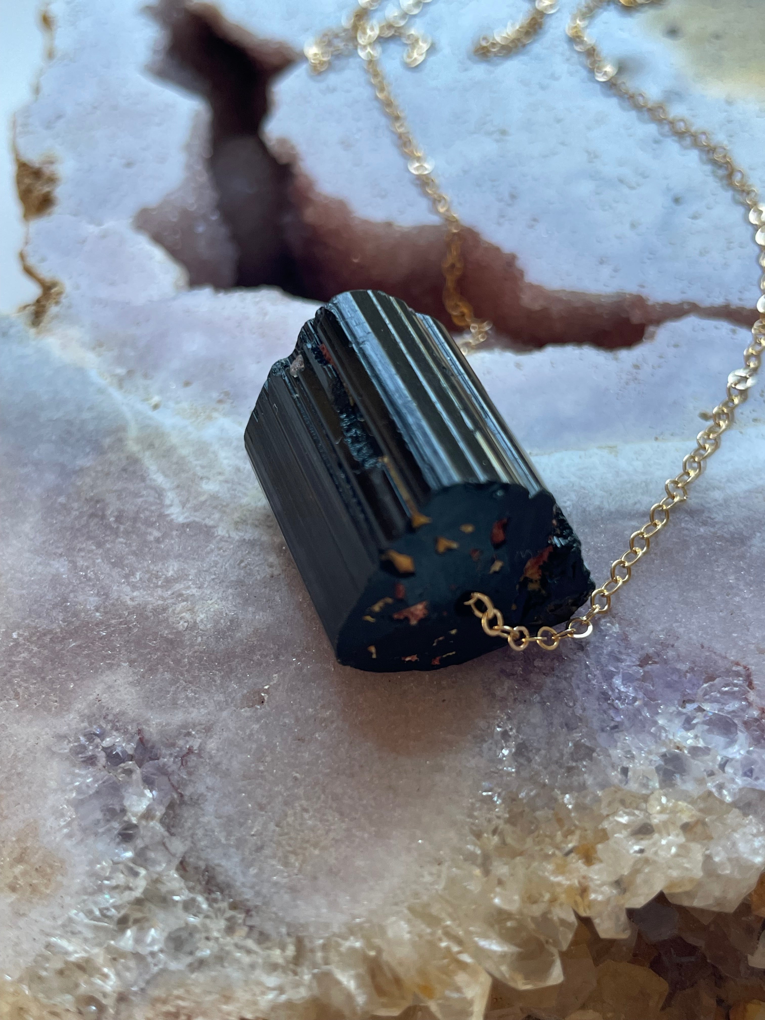 Chunky Black Tourmaline Necklace for Women - Natural Stone Jewelry for Protection & Healing - Perfect for Meditation, Yoga & Spiritual Gifts