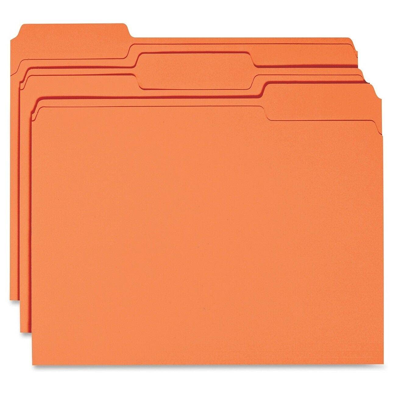 Signature File Folders - 1/3 Tab Cut - 11 Pt. - Orange - 100/Box - Heavy Duty Document Storage Boxes for Office, Home & School Organization - Perfect for Filing, Archiving & Paper Management