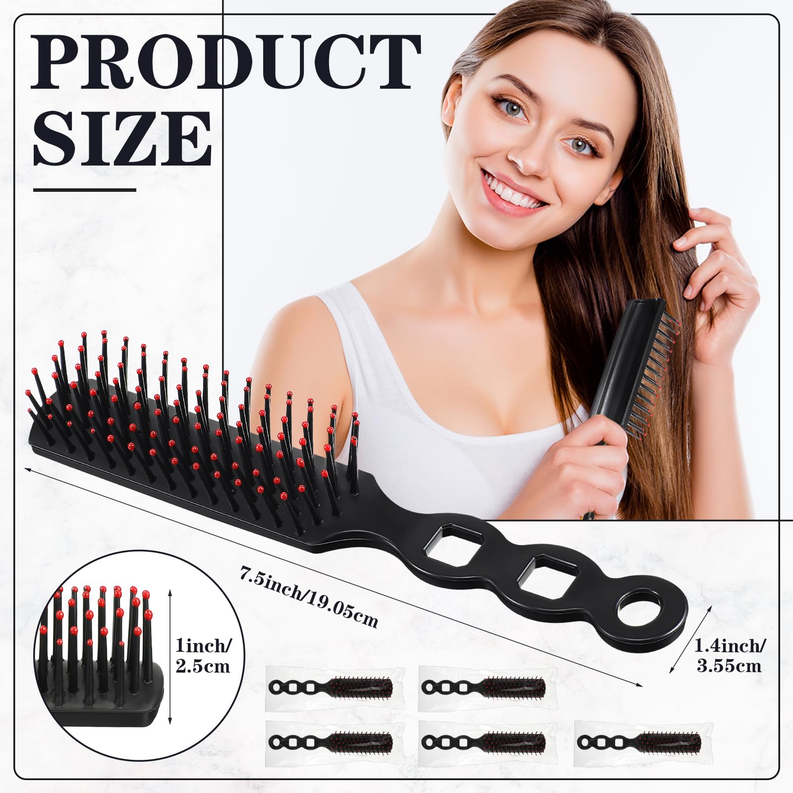 400 Pcs Bulk Hair Brushes for Homeless - Individually Wrapped Bristle Brushes for Curly & Straight Hair - Ideal for Shelters, Hotels, Nursing Homes, Charity & Church Donations (7.5