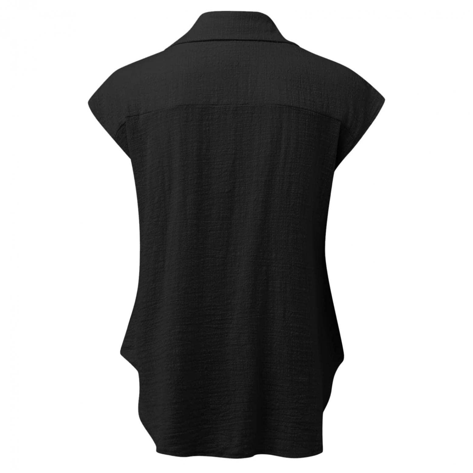 Women's Short Sleeve Button Down Shirt - Casual Cotton Linen Blouse for Summer, Loose Fit Solid Color Tee Top | Perfect for Office, Travel & Everyday Wear