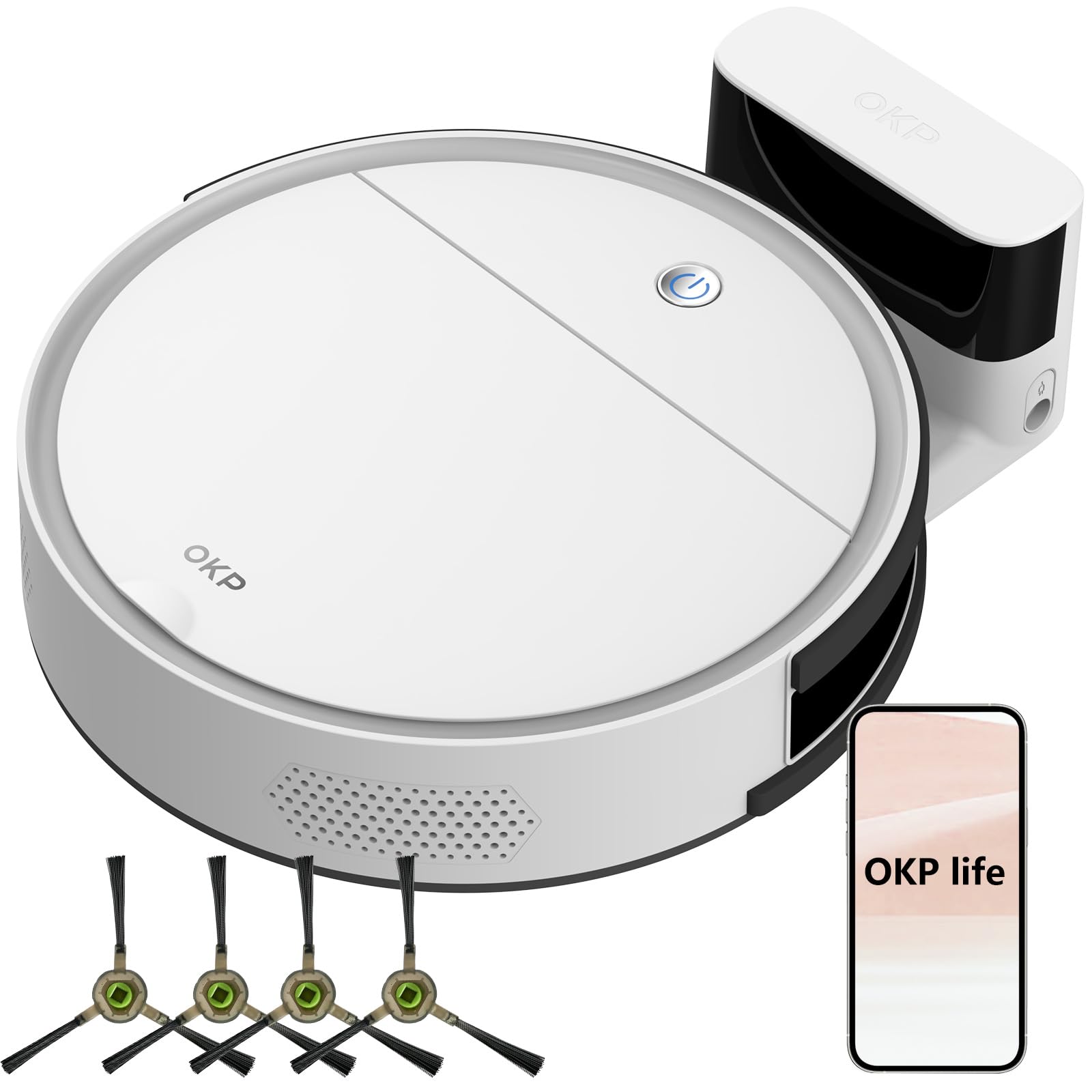 K5 Robot Vacuum Cleaner with 2500Pa Strong Suction - Smart WiFi/Alexa Compatible - Self-Charging Ultra Quiet Mini Robotic Vacuum for Hardwood Floors & Carpets - Perfect for Pet Hair Removal & Home Cleaning (Living Room, Bedroom, Office)