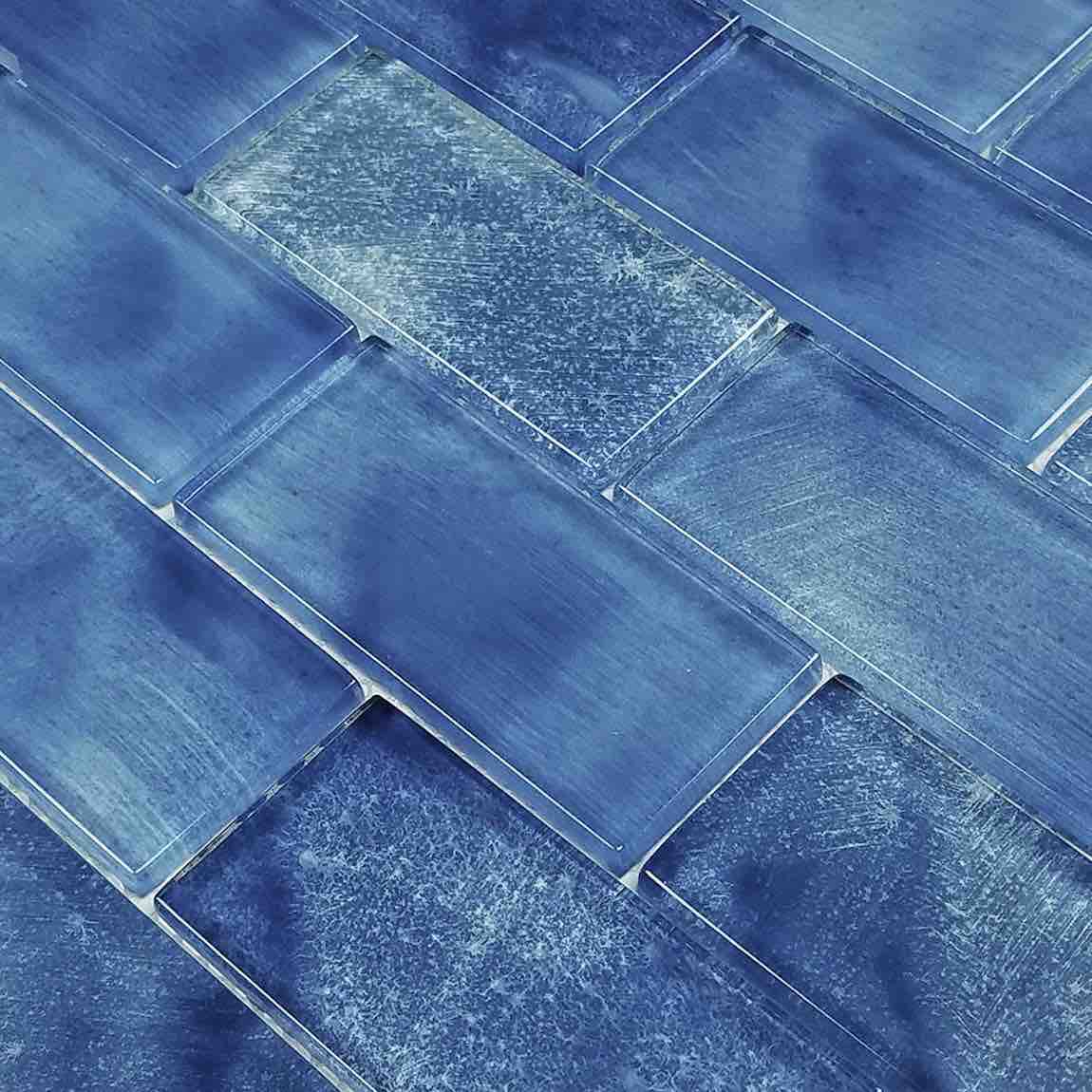 Premium Glass Subway Tile - Stratus Blue 2x4 Inch - Modern Kitchen & Bathroom Backsplash - Waterproof & Easy to Clean - Perfect for Home Renovation and Commercial Spaces