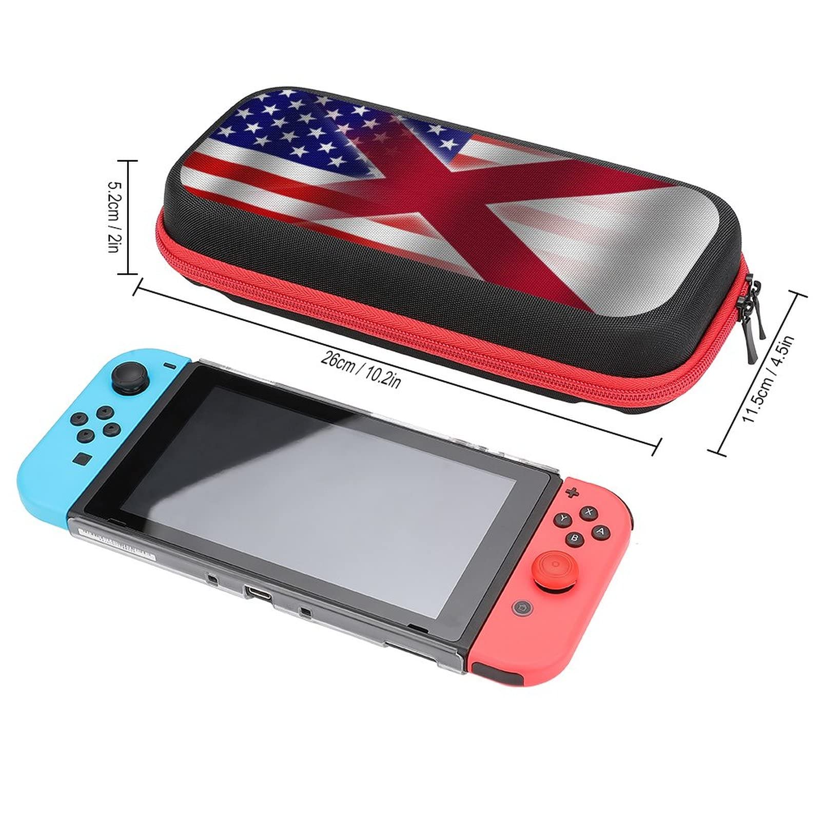 USA & Alabama Flag Nintendo Switch Carrying Case - Portable Travel Cover with 20 Game Card Slots | Perfect for Gaming On-The-Go & Travel Accessories