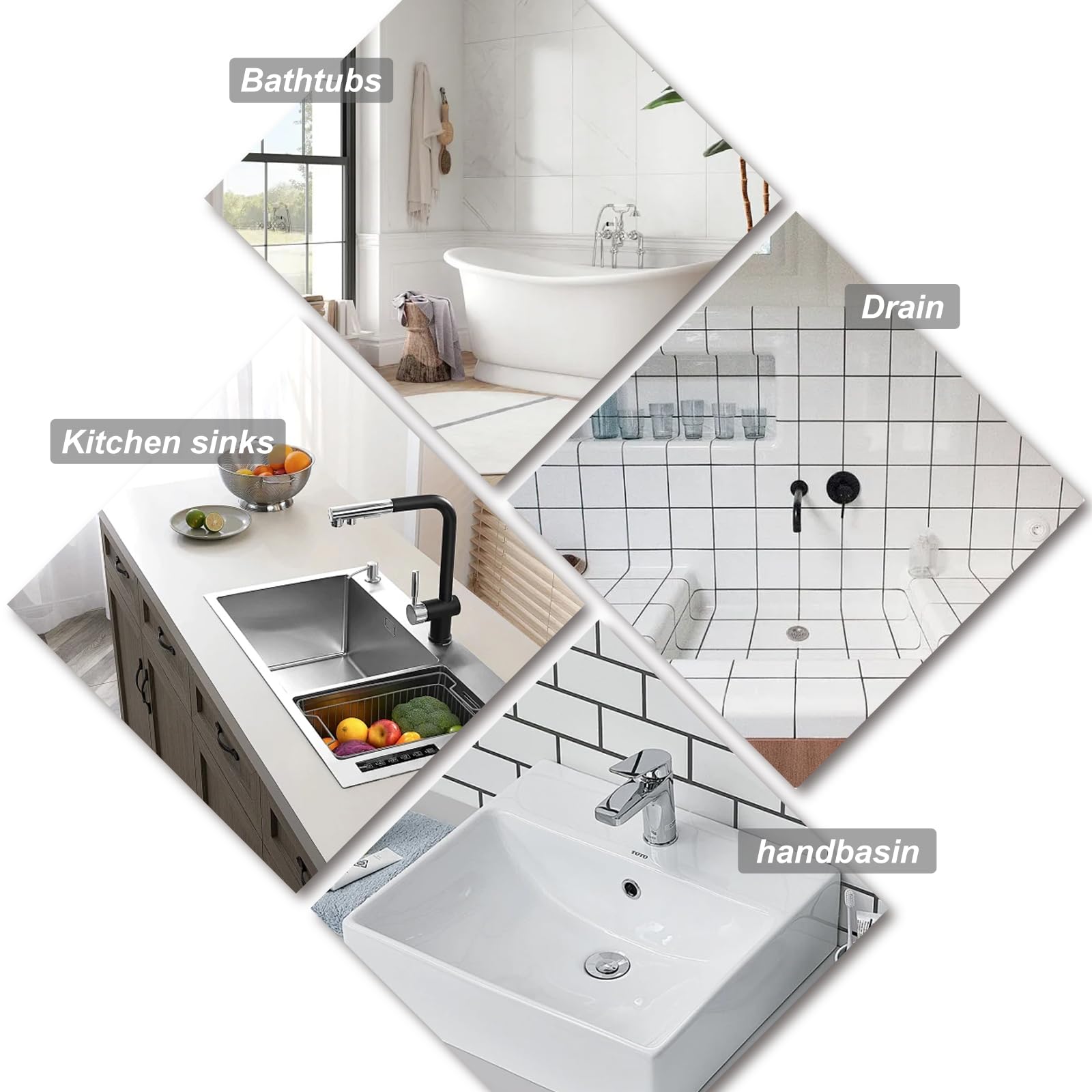 6 Sizes Rubber Sink Stoppers - Universal Bathtub Drain Stopper with Ring for Kitchen, Bathroom & Laundry Sinks | Durable Bathtub Accessories for Hair Catcher & Water Conservation
