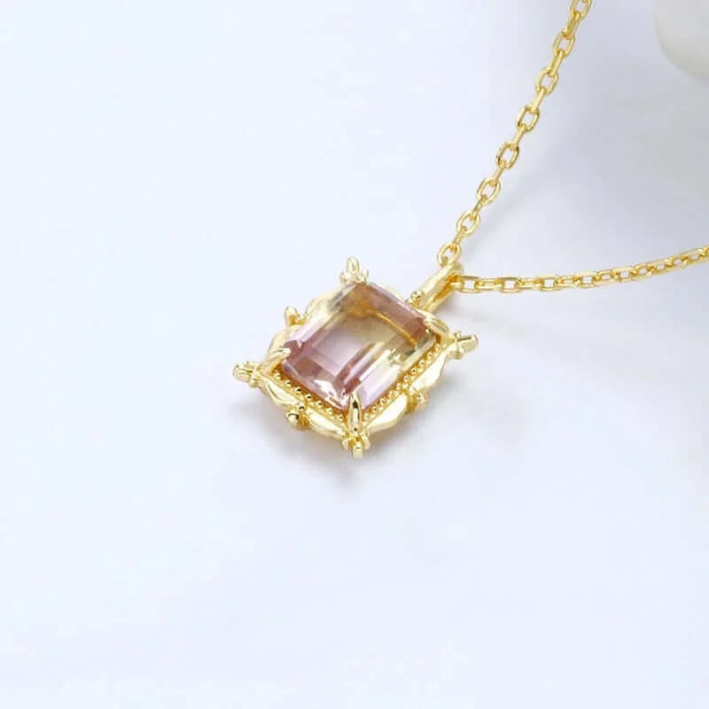 925 Sterling Silver Ametrine Crystal Pendant Necklace for Women | Elegant Purple & Yellow Gemstone Jewelry Gift | Perfect for Birthday, Anniversary & Special Occasions