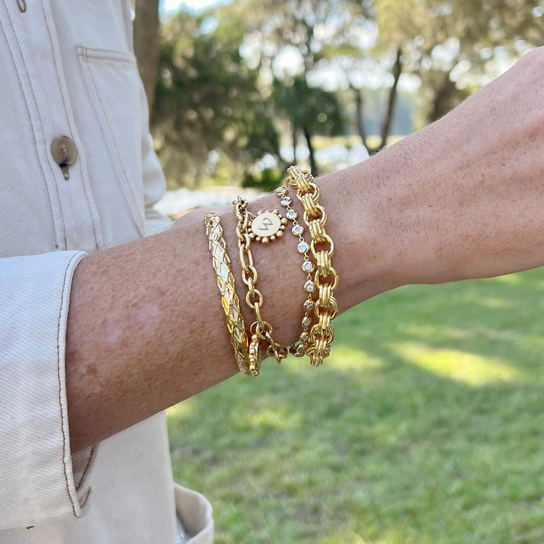 Goldbug Collection Double Twisted Link Bracelet - Elegant 14K Gold Plated Women's Jewelry for Everyday Wear & Special Occasions