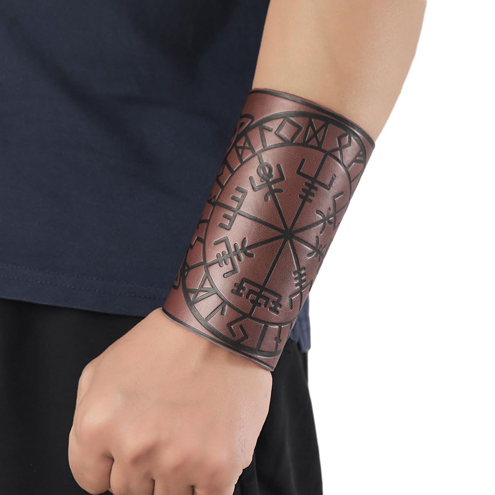 Medieval Archery Bracer - Faux Leather Gauntlet Wristbands for Viking, Knight & Cosplay Costume | LARP Armor Cuff | Perfect for Renaissance Fairs, Historical Reenactments & Fantasy Events