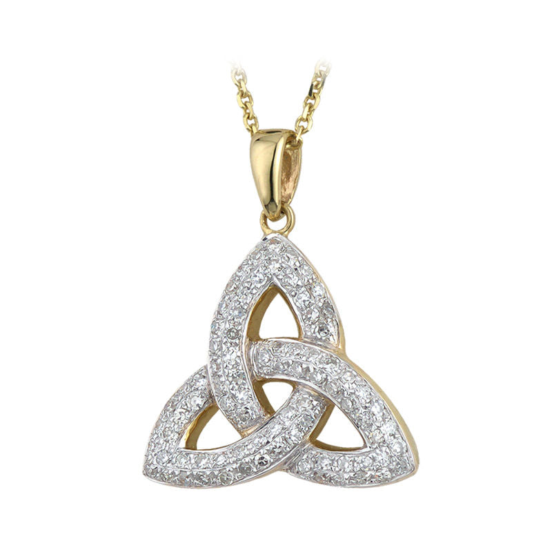 14K Gold Diamond Trinity Knot Pendant Necklace for Women - Elegant Celtic Jewelry Gift for Anniversary, Birthday & Valentine's Day - Perfect for Weddings, Parties & Special Occasions