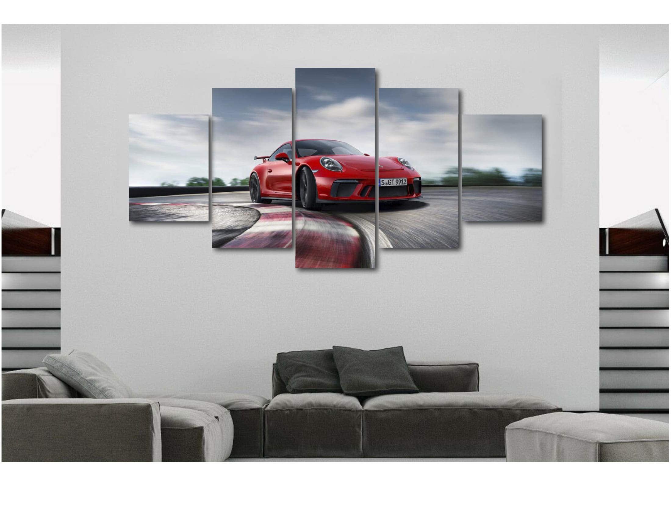 5 Piece Luxury Canvas Wall Art - Sports Cars & Supercar Posters (Porsche 911) - Modern Home & Office Decor for Car Enthusiasts - Perfect for Living Room, Bedroom, Man Cave & Garage