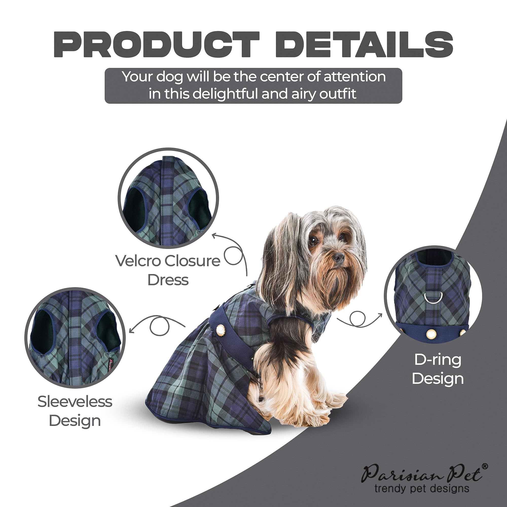 Parisian Pet Dog Dress - Scottish Green Dog Outfit - Elegant Wedding Clothes for Dogs - Lightweight Party Puppy Dress - Small Dog Dresses for Girls | Perfect for Weddings, Parties & Special Occasions