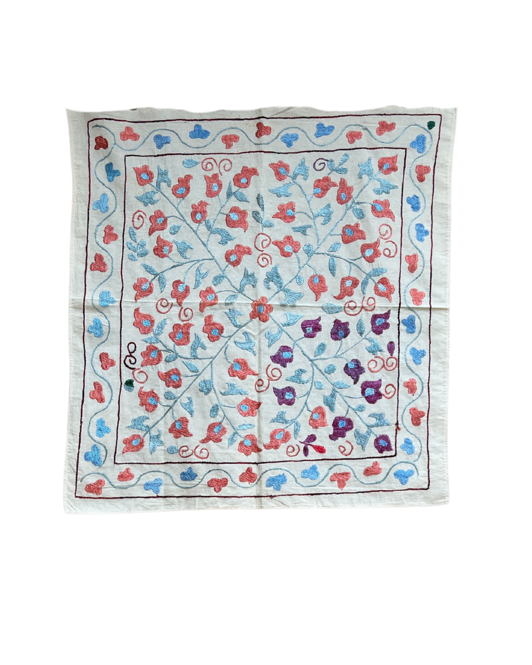 Handmade Suzani Embroidery Pillow Cover 078 - Boho Home Decor for Living Room, Bedroom, or Sofa - Perfect for Bohemian, Vintage, and Ethnic Style Interiors