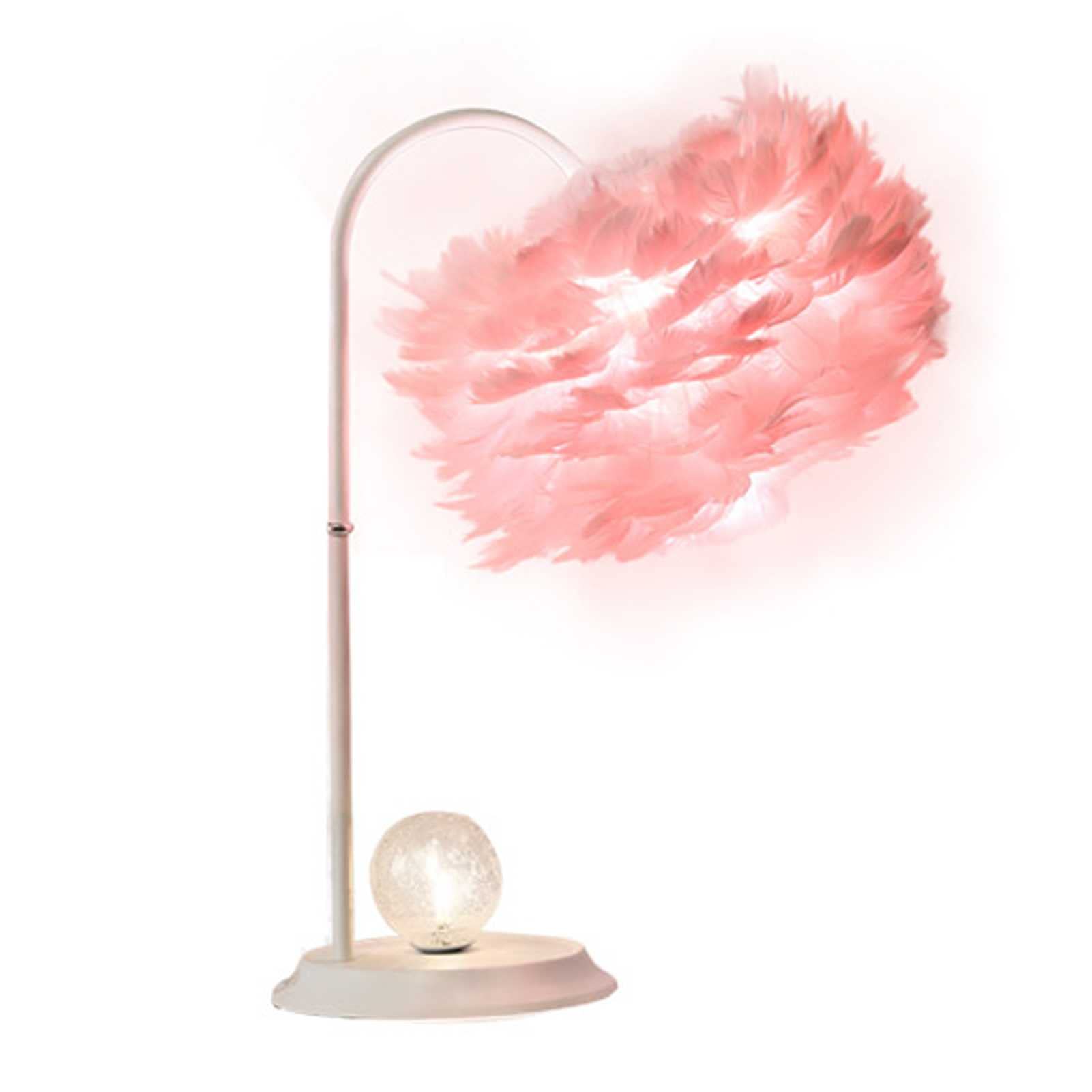 Artificial Feather LED Desk Lamp with Crystal Ball Shade - Warm White Light for Home Office, Living Room, Wedding Decor | Cozy Reading Light & Elegant Night Light for Bedroom Decor