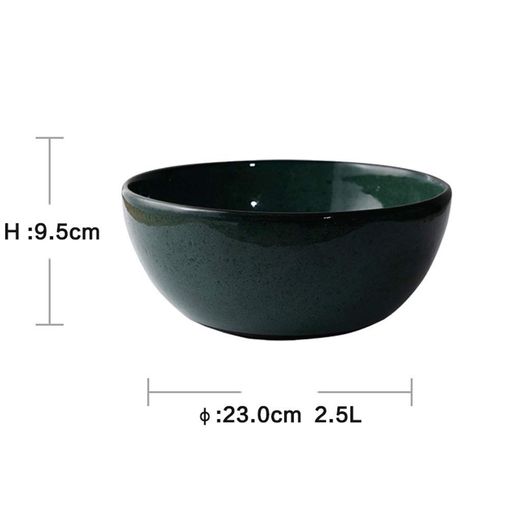 Creative Thick Ceramic Salad Bowl - Retro Style Large Fruit & Noodle Soup Bowl - Durable Household Tableware for Kitchen, Dining & Entertaining