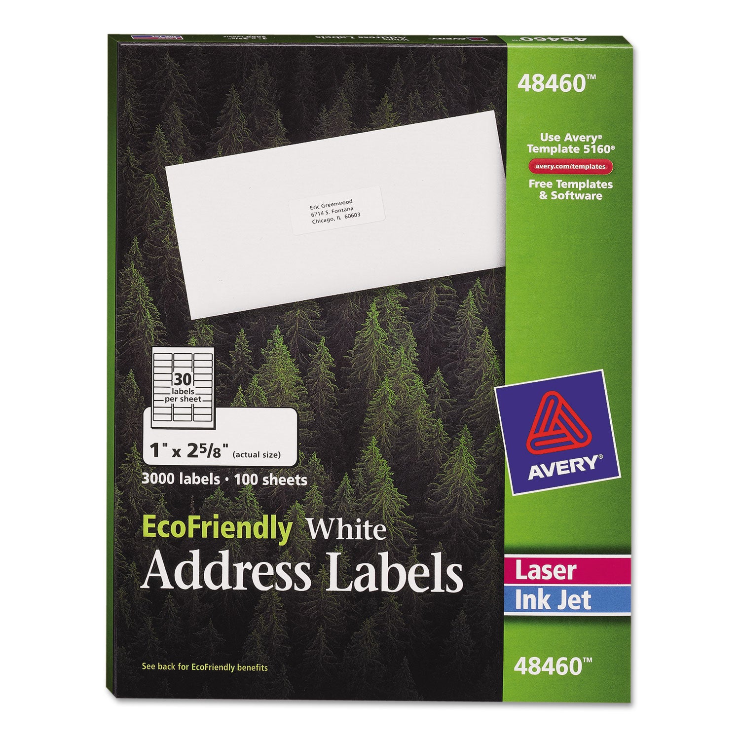 Avery® Eco-Friendly Mailing Labels for Inkjet & Laser Printers - 1