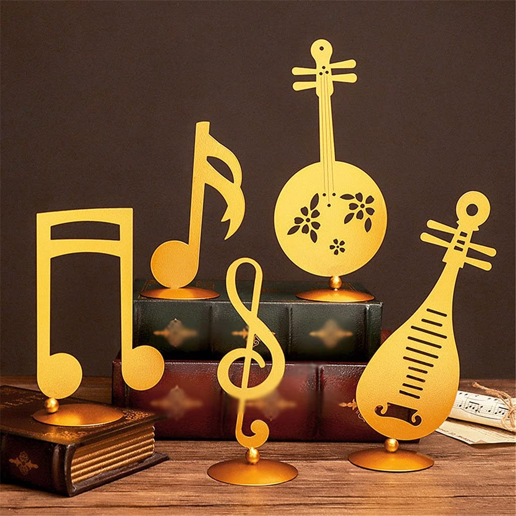 LIHDESTB 5-Piece Wrought Iron Music Note Ornament Set - Elegant Metal Staff Decor for Home, Wine Cabinet, Porch, Piano Desk - Perfect for Music Lovers & Vintage Style Interior Design