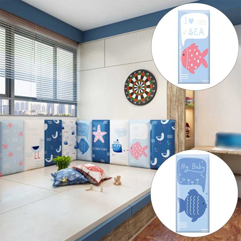 Kids Wall Padded Safety Cushions for Underwater Adventure Theme - Soft Corner Protectors for Playrooms, Nurseries & Toddler Safety