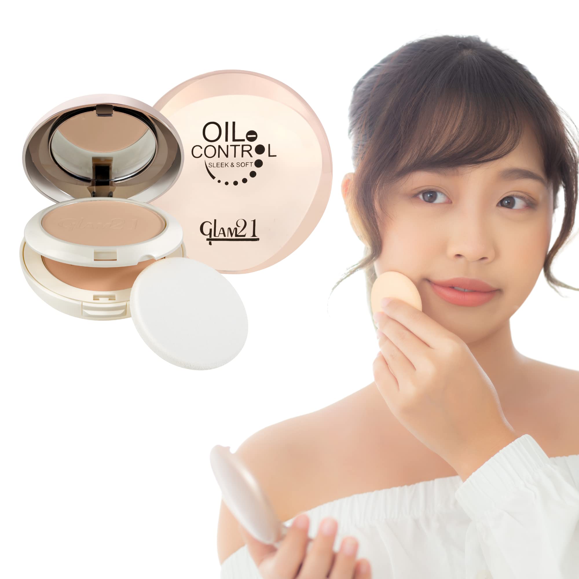 Glam21 Oil Control 2-in-1 Compact Powder 20g | Matte Finish & Long Lasting Makeup | Sweat & Waterproof with Vitamin E & C | Vanilla Scent | Perfect for Oily Skin & Summer Makeup | Daily Use & Touch-ups