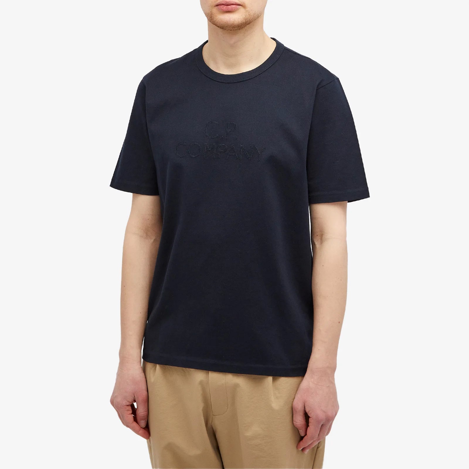 CP Company Navy Applique Logo T-Shirt for Men - Stylish Casual Cotton Tee for Everyday Wear, Street Fashion & Outfits