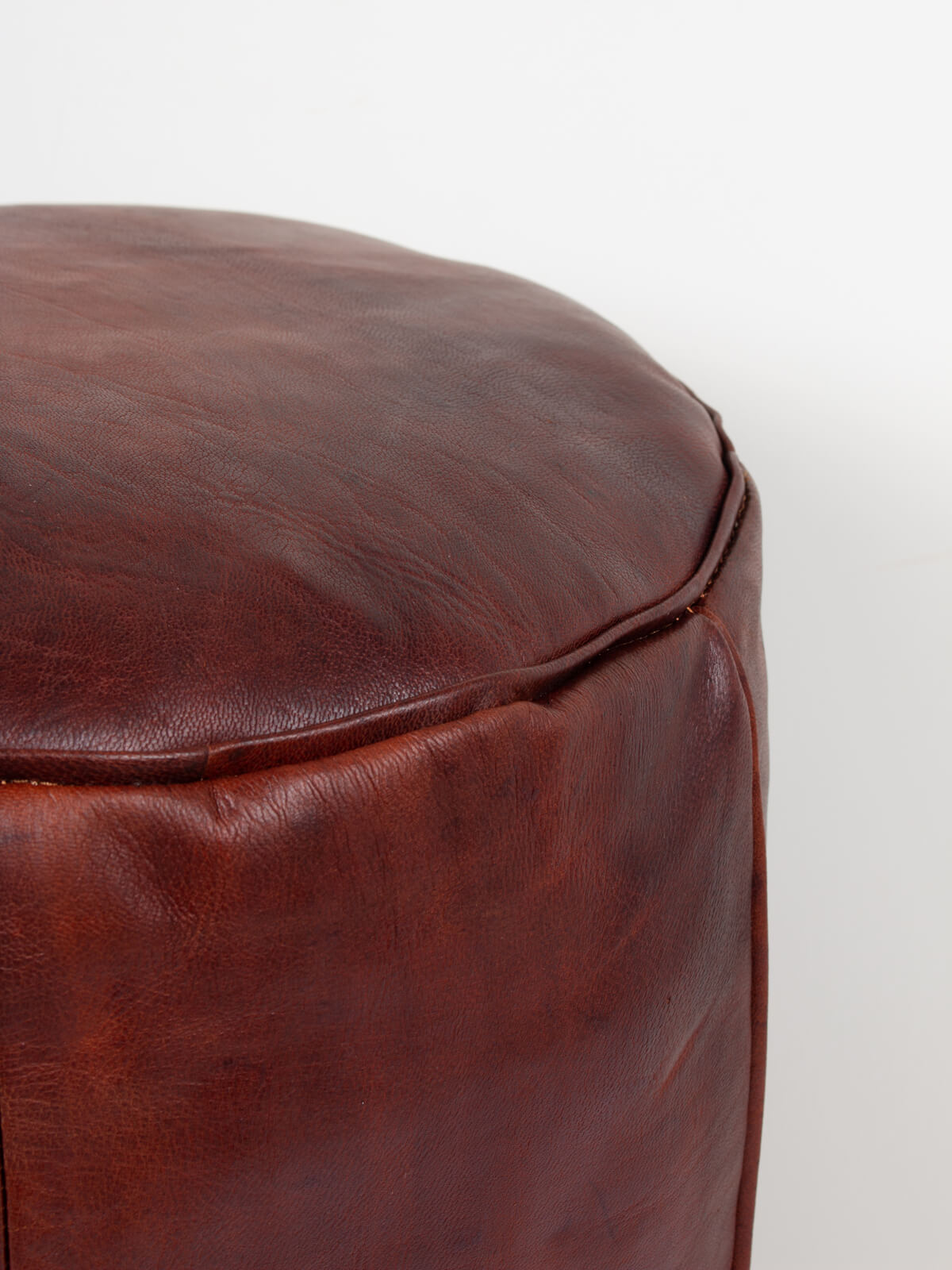 Handmade Moroccan Leather Drum Pouffe Ottoman - Chocolate Brown - Boho Chic Home Decor for Living Room, Bedroom & Nursery