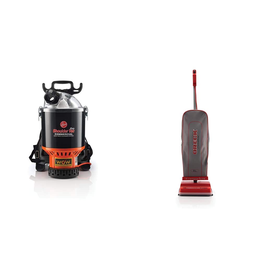 Hoover C2401 & Oreck U2000RB1 Commercial Vacuums - Lightweight for Office Cleaning