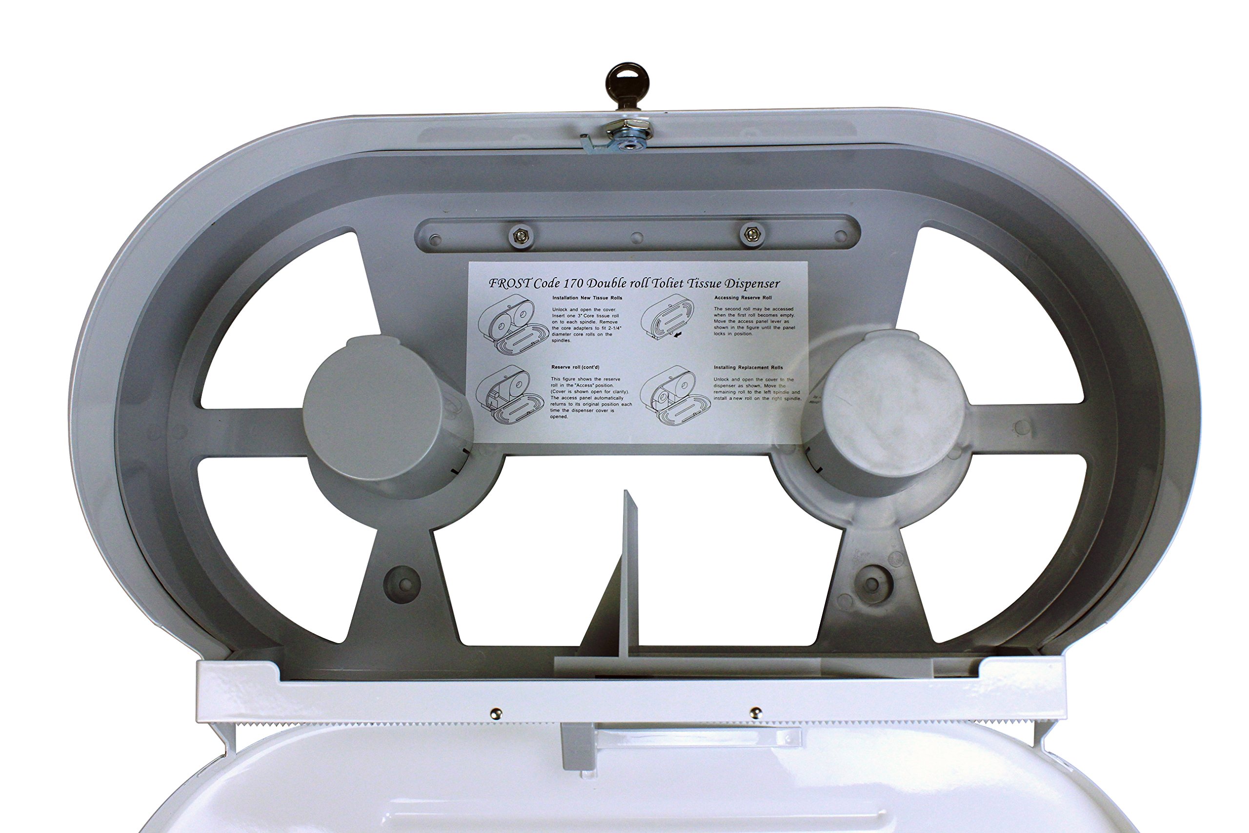 Frost 170 White Toilet Paper Dispenser - Wall-Mounted Bathroom Tissue Holder for Home, Office & Commercial Use