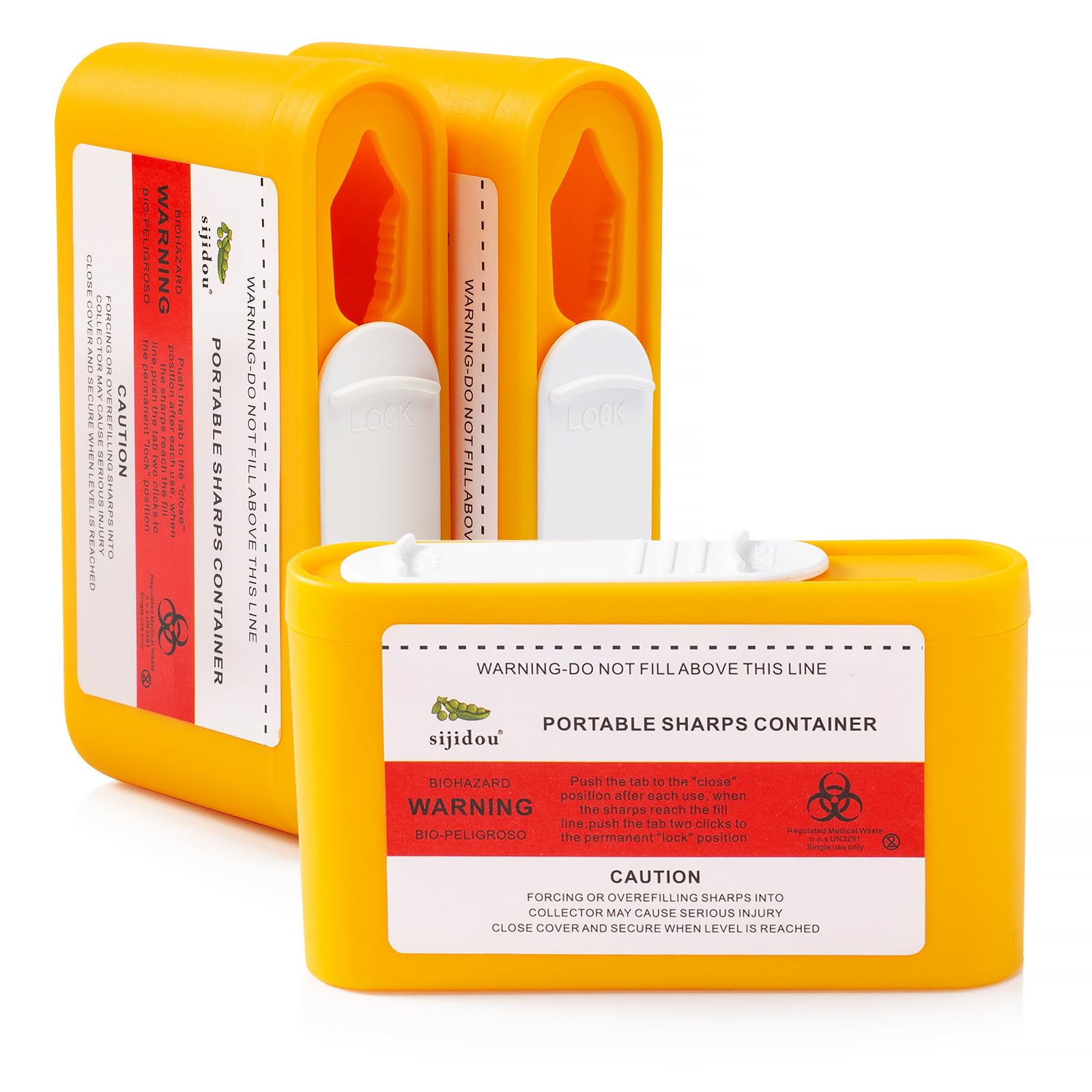 Portable Sharps Container for Safe Disposal of Insulin Needles & Medical Sharps - Travel & Home Use (3-Pack) | Ideal for Diabetics, Healthcare & Travel Safety