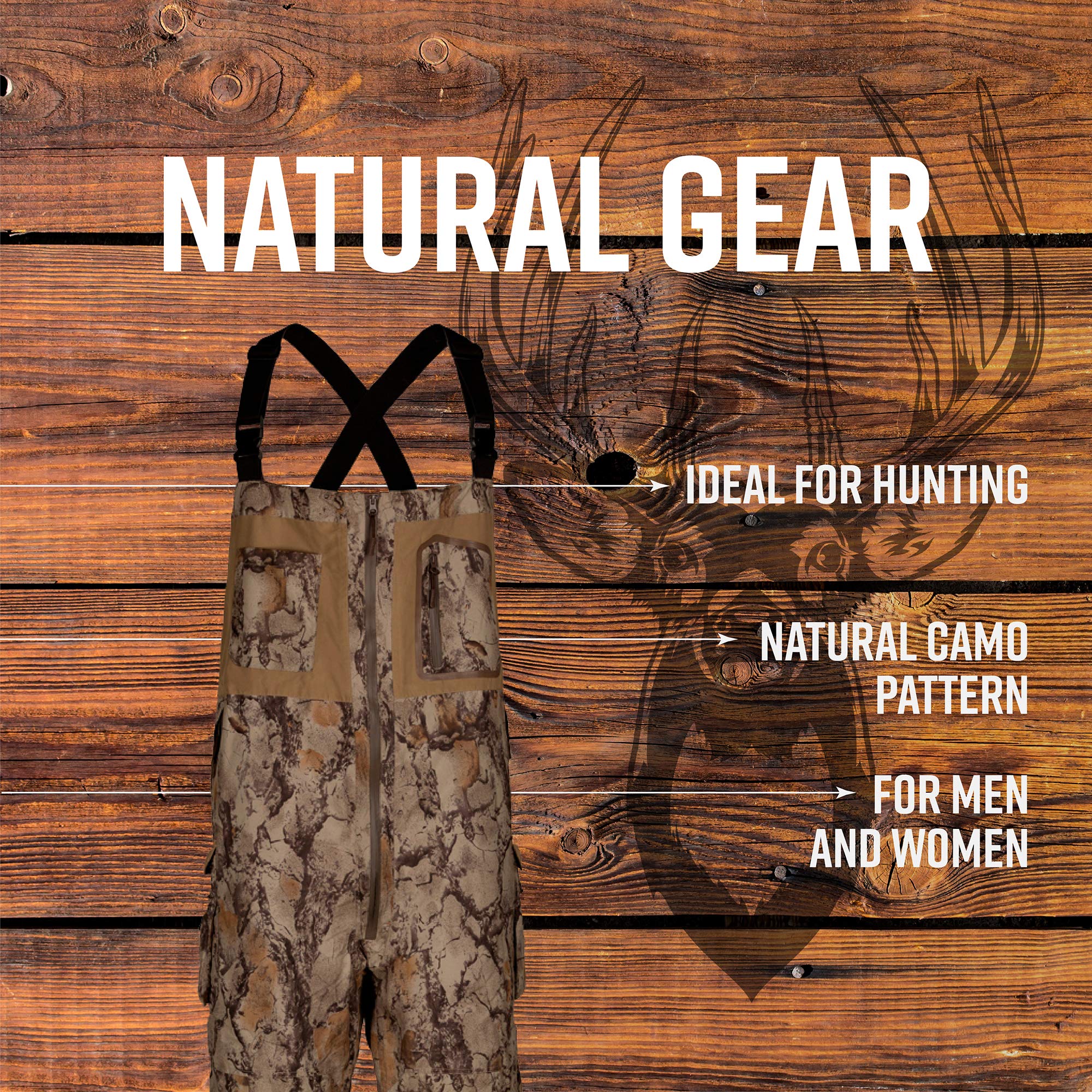 Natural Gear Ultimate Insulated Camouflage Duck Hunting Bib Overalls - Waterproof & Warm Hunting Pants for Cold Weather Waterfowl Hunting | Ideal for Marsh, Field & Blind Hunting