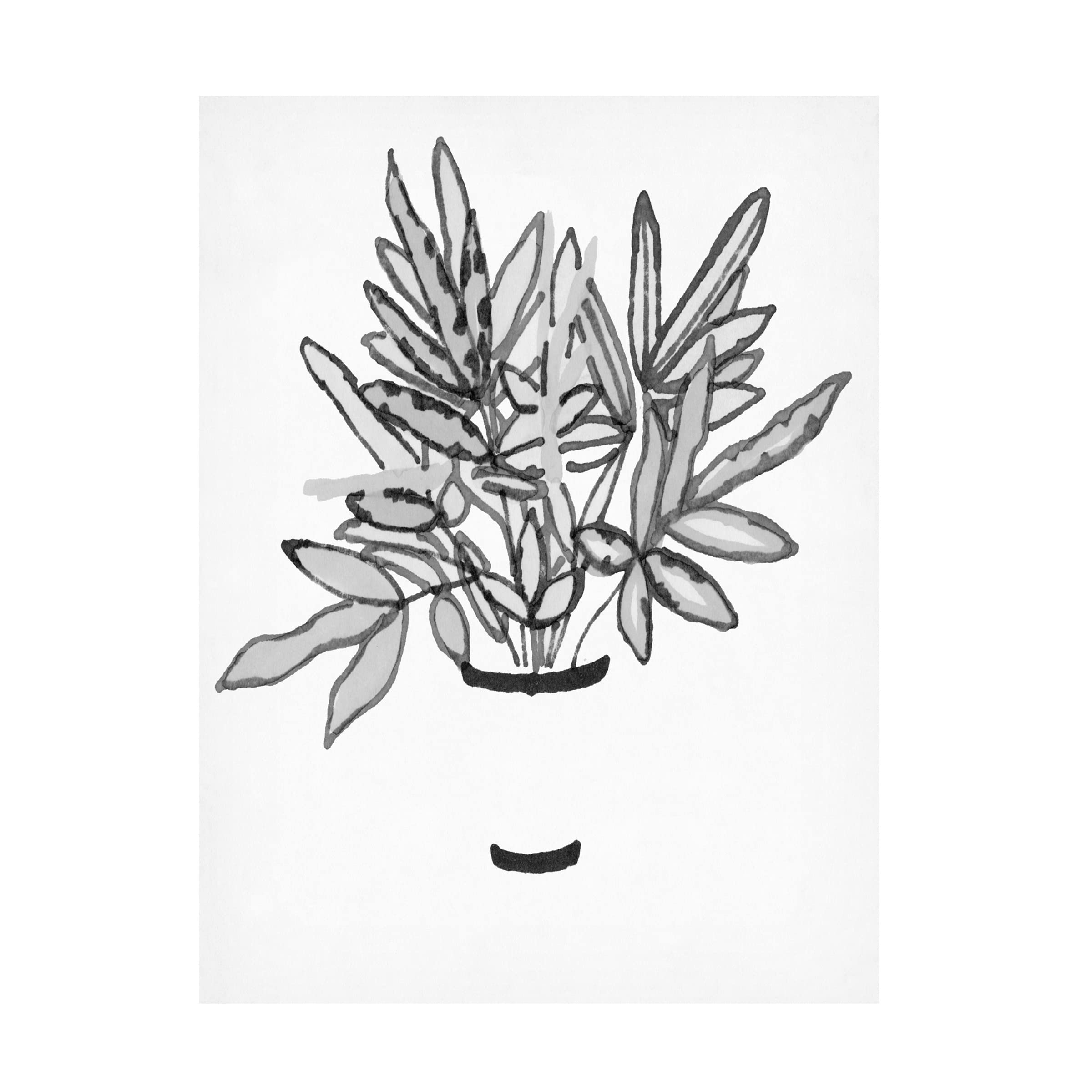 Stellar Design Studio 'Black and White Indoor Plant IV' Canvas Wall Art - Modern Botanical Decor for Living Room, Bedroom & Office