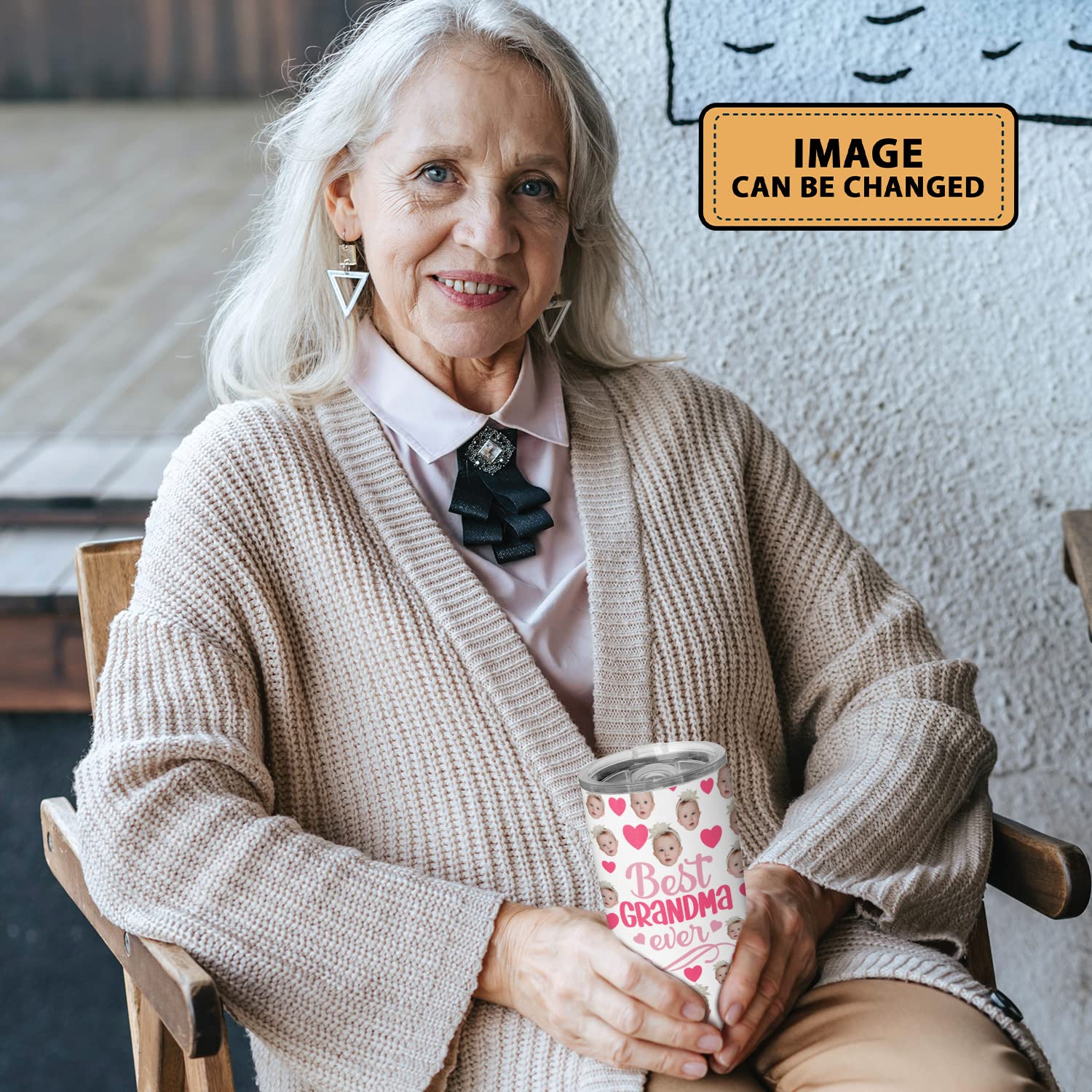 Personalized Custom 'First Time Grandma' Stainless Steel Tumbler - 20oz Insulated Travel Mug with 'Best Grandma Ever' Design - Perfect Christmas, Birthday & Mother's Day Gift for New Grandmas from Grandchildren - Ideal for Coffee, Tea & Hot/Cold Drinks at Home or On-the-Go