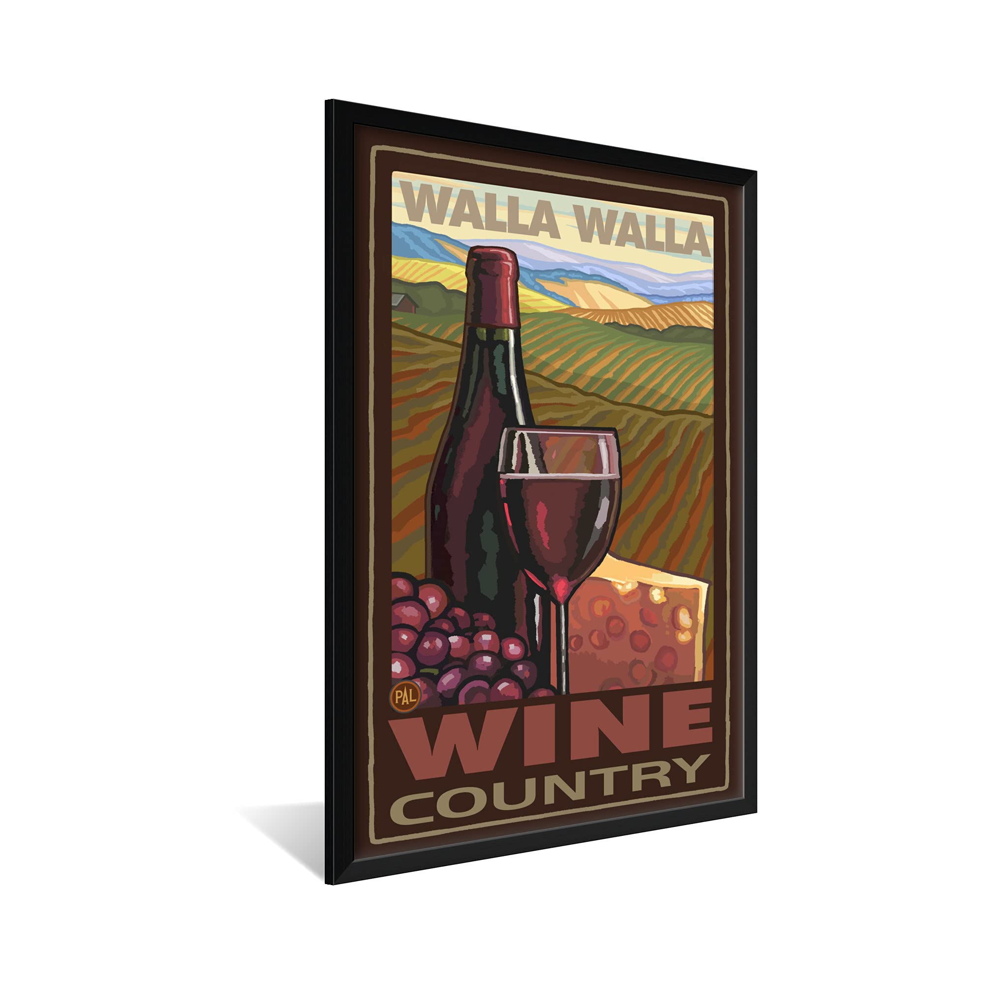 Professionally Framed Walla Walla Washington Wine Country Art Print by Paul A. Lanquist - 32x47 Inch Travel Artwork - Perfect for Home Decor, Office & Gift Giving