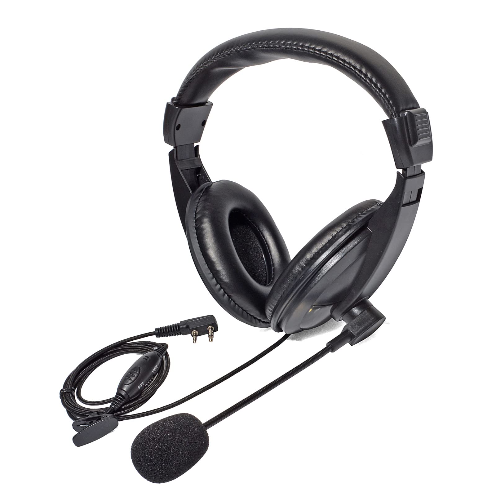UAYESOK 2 Pin Overhead Walkie Talkie Earpiece with Boom Mic - VOX PTT K-Type Surveillance Headset Compatible with Baofeng UV-5R, BF-888S, Kenwood, Retevis H-777, RT21, RT22, RT27, RT28, RT68 - Ideal for Security, Construction, and Event Coordination Teams