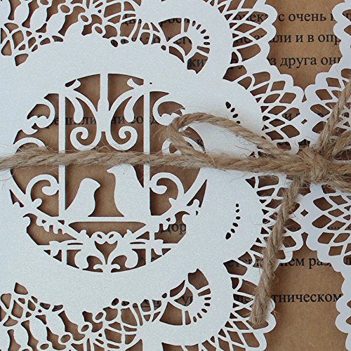 Elegant White Wedding Invitation Cards - Rustic Custom Printed Invitations with Unique Designs (Pack of 50) - Perfect for DIY Weddings, Bridal Showers & Anniversary Celebrations