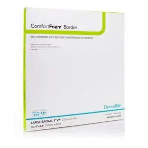 ComfortFoam Silicone Sacral Foam Dressing - Sterile 9x9 Inch Tan Film Backing for Pressure Ulcer Care | Wound Healing & Post-Surgical Protection