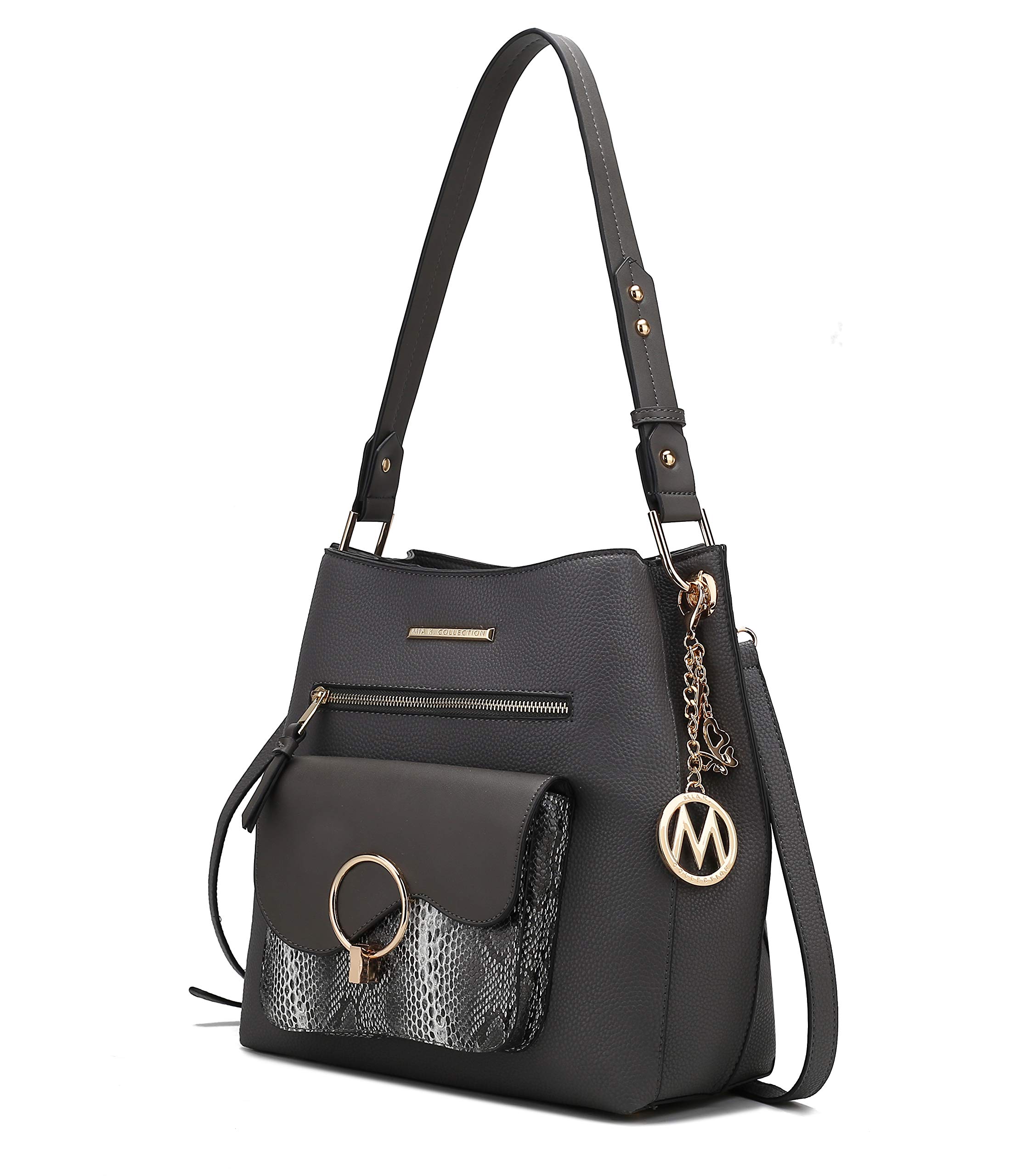 MKF Collection Women's PU Leather Shoulder Bag - Top Handle Crossbody Tote Handbag with Pockets | Fashionable Work Bag, Travel Purse & Everyday Carryall for Women