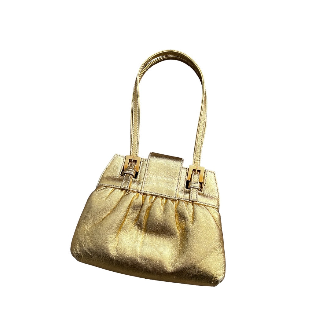 Vintage FENDI Golden Leather Handbag for Women - Luxury Designer Crossbody Purse with Chain Strap - Perfect for Parties, Date Nights & Special Occasions