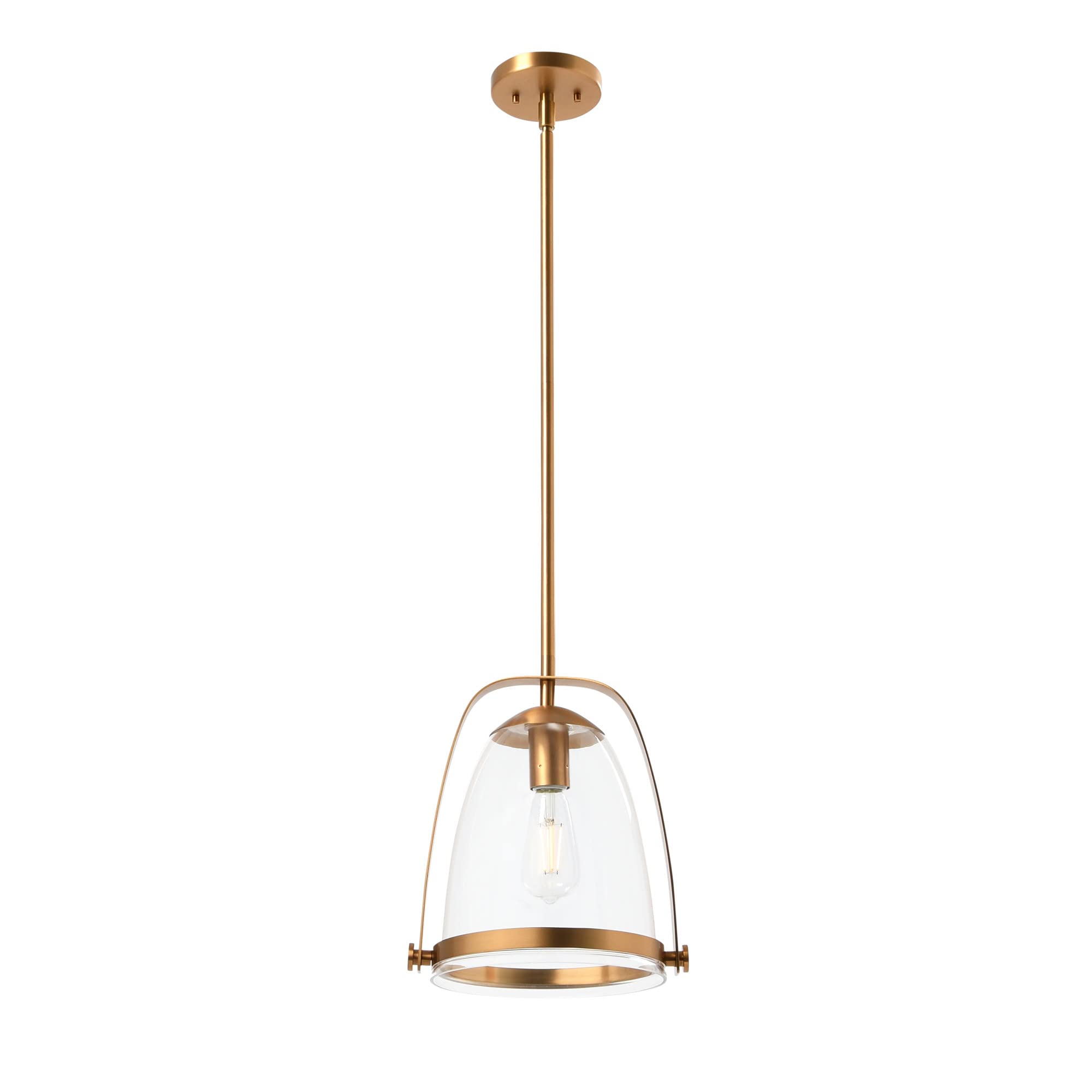 Jonah Brushed Gold Metal and Glass Ceiling Light Fixture - Modern Industrial Pendant Lighting for Dining Room, Kitchen Island & Bedroom