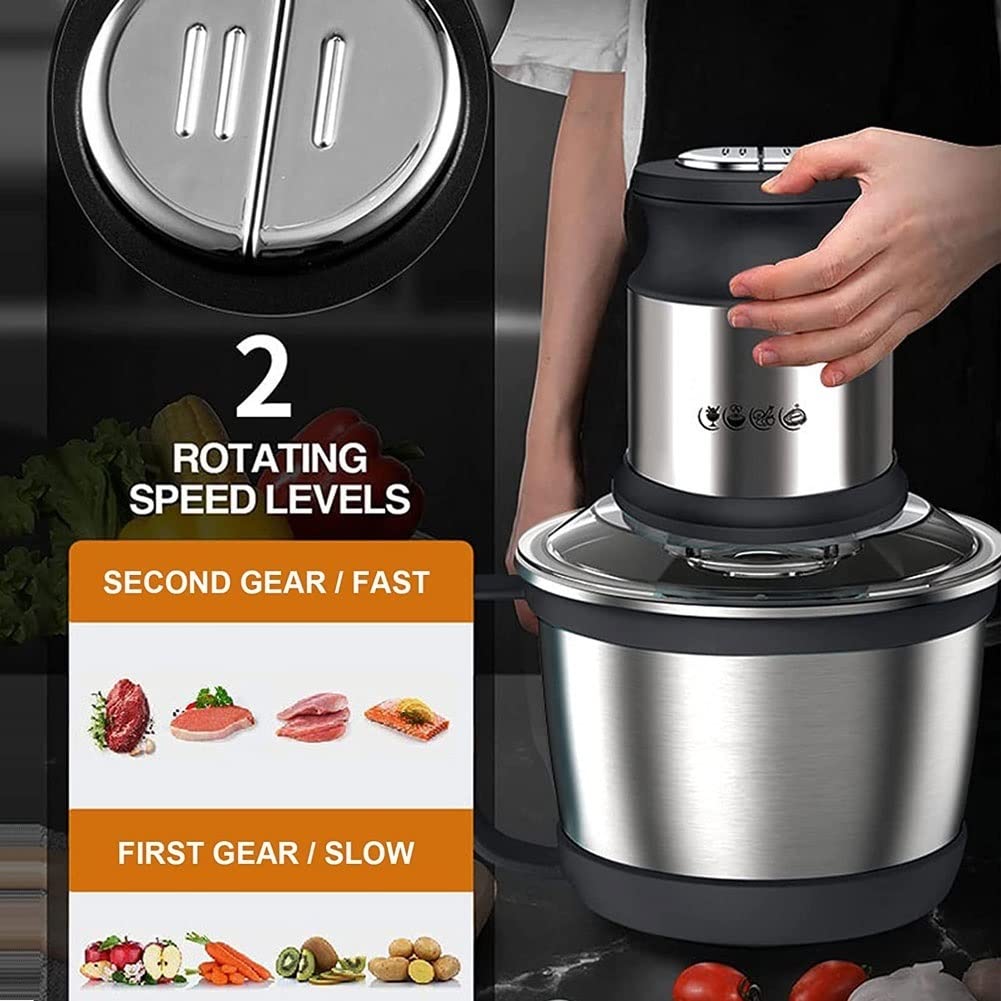 800W Electric Meat Grinder & Food Processor - 3L Stainless Steel Bowl for Fast Chopping & Mixing - Professional Kitchen Appliance for Meat, Vegetables & More - Perfect for Home Cooking, Meal Prep & Butchering