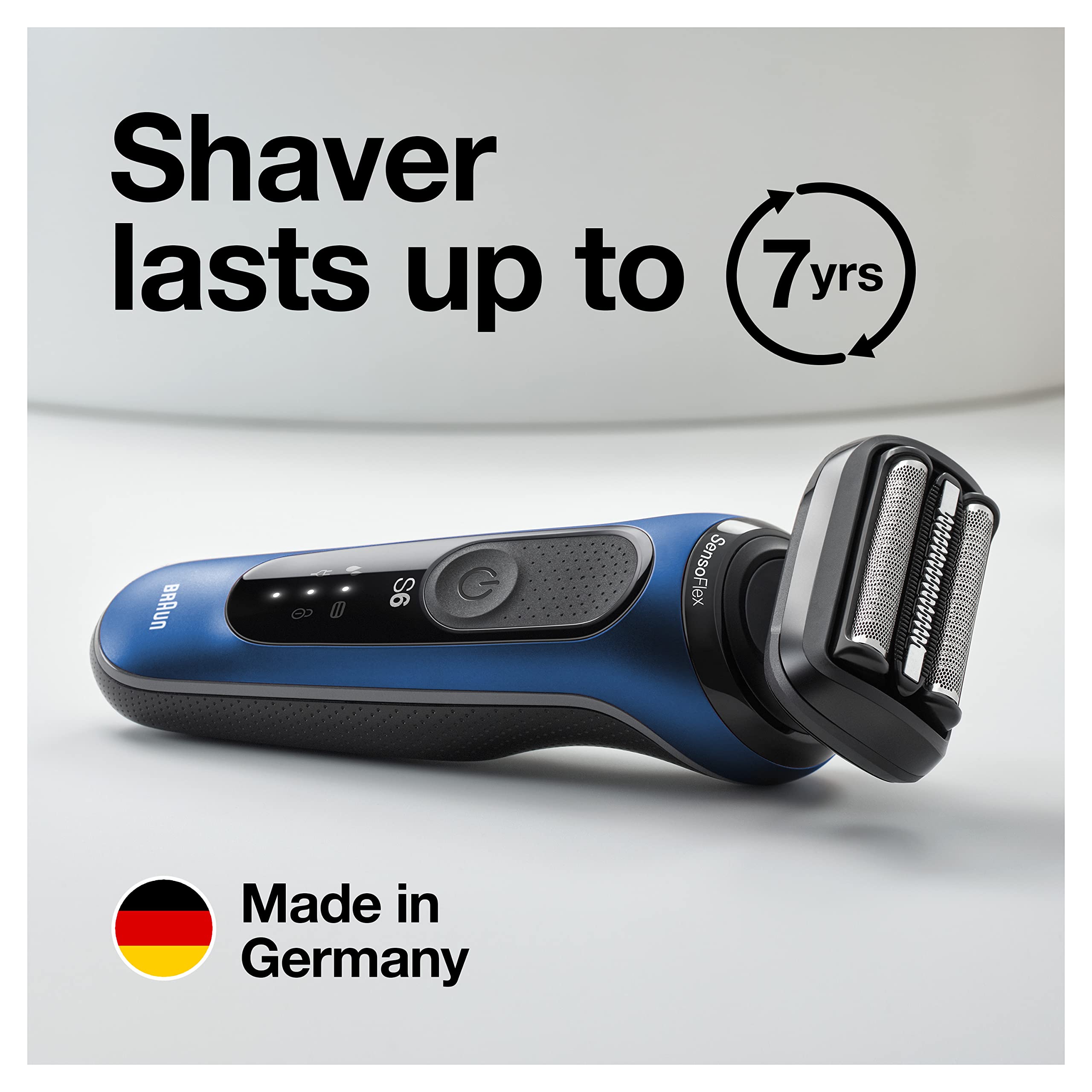 Braun Series 6 6040cs Electric Shaver for Men - Wet & Dry Rechargeable Cordless Foil Shaver with Precision Trimmer & Charging Stand - Blue | Perfect for Travel, Home & Office Use