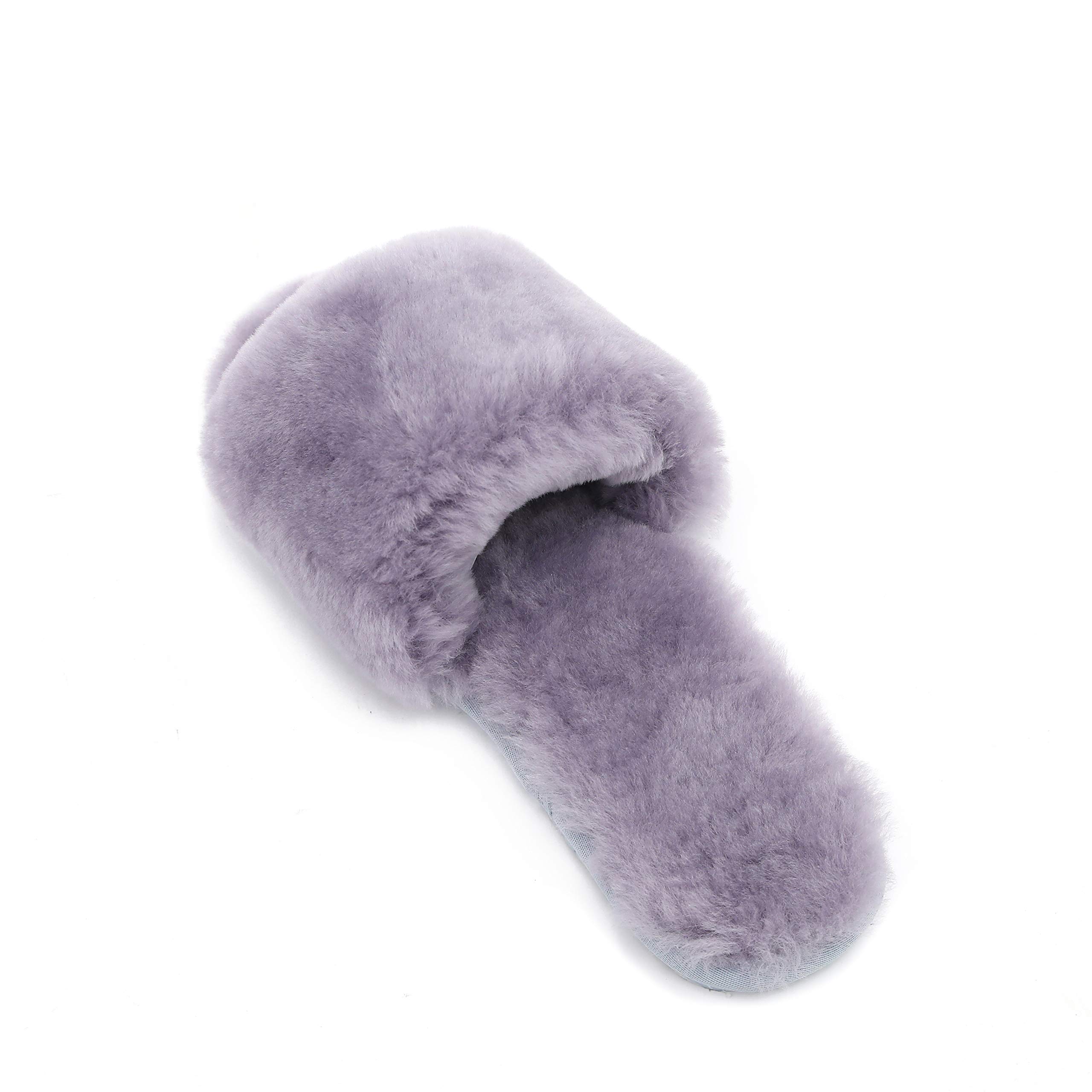 Boiled Wool Slippers for Women - Genuine Fur Open-Toe House Slippers | Luxury Comfort Indoor/Outdoor Slippers by Dechic - Perfect for Lounging, Spa Days & Cozy Home Wear