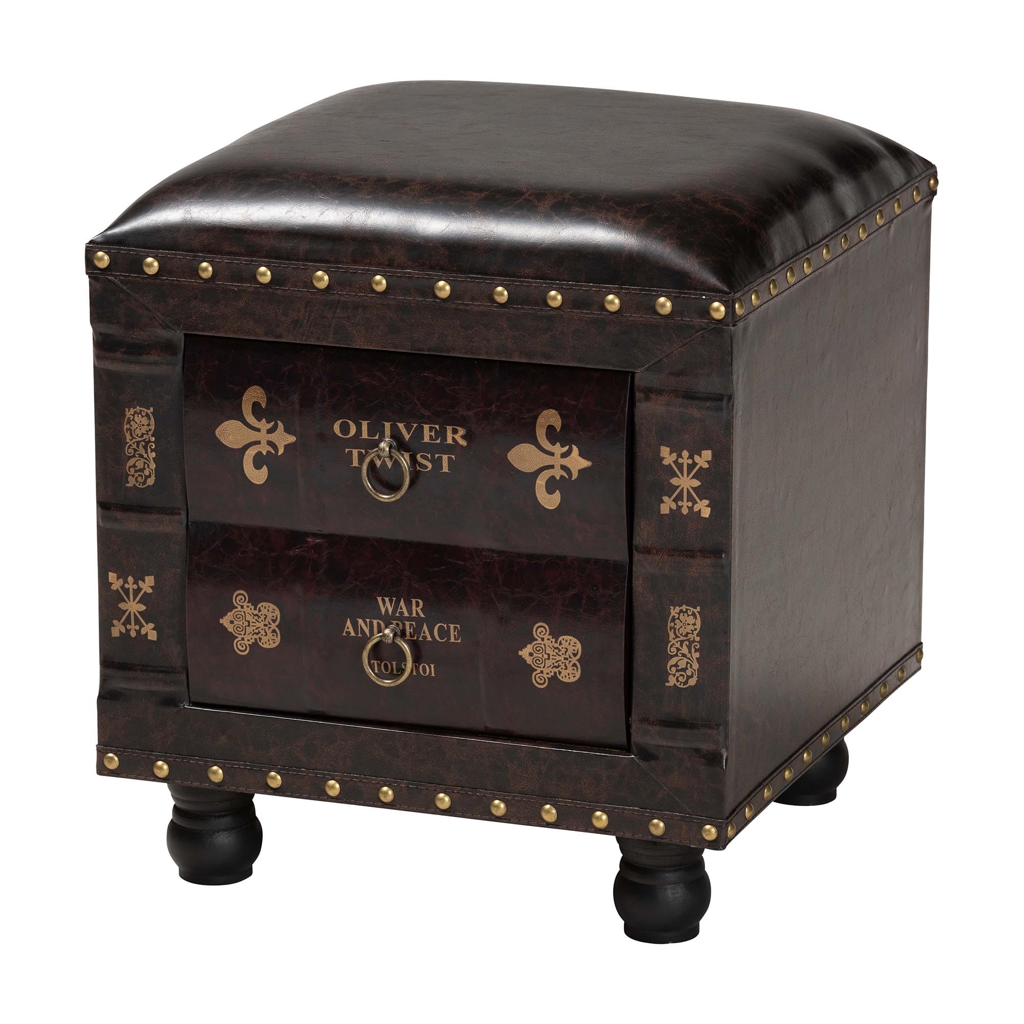 Baxton Studio Dark Brown Ottoman - Modern Footrest & Extra Seating for Living Room, Bedroom & Office - One Size Fits All