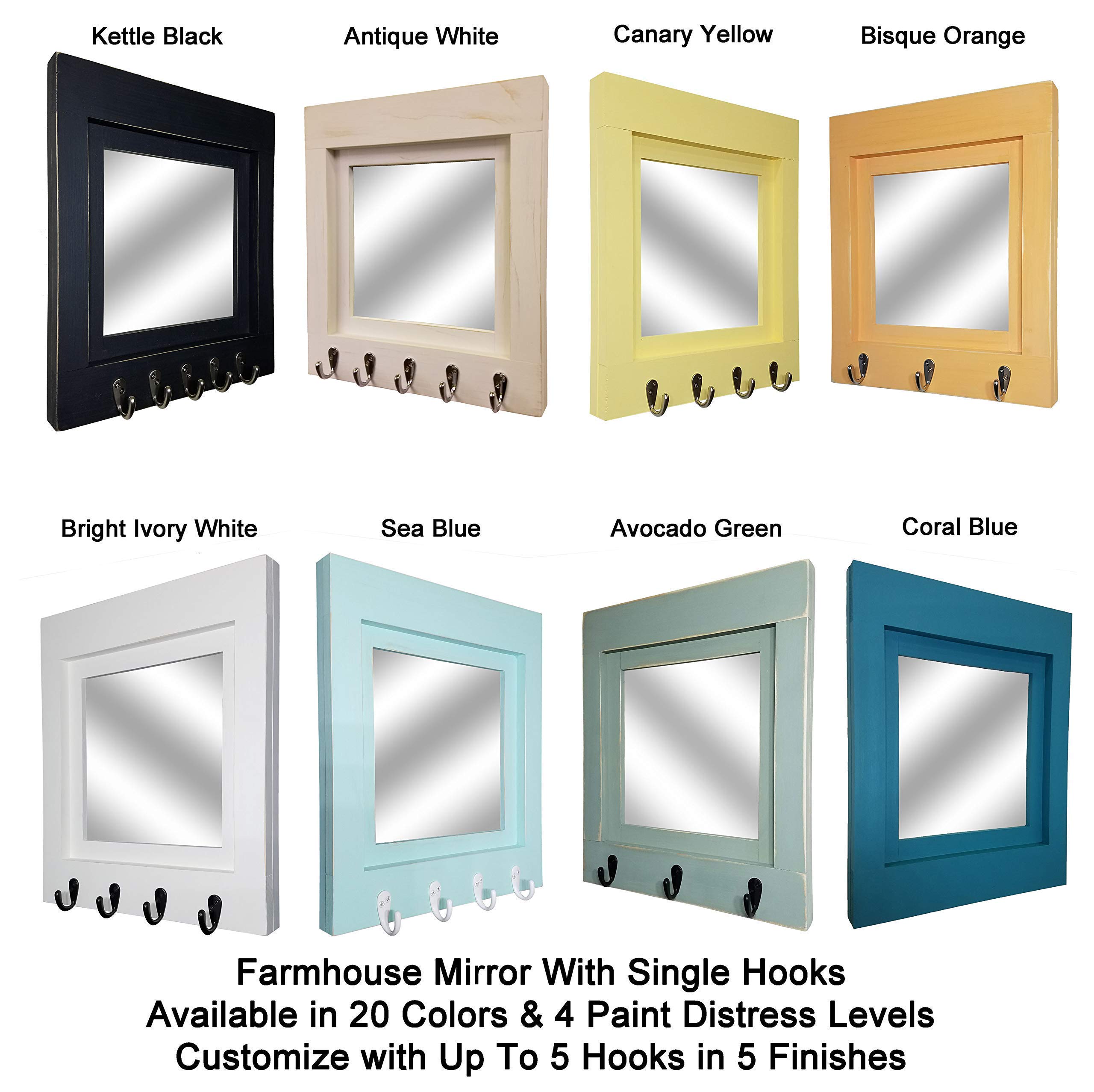 Quakertown Farmhouse Wall Mirror with Hooks - 20