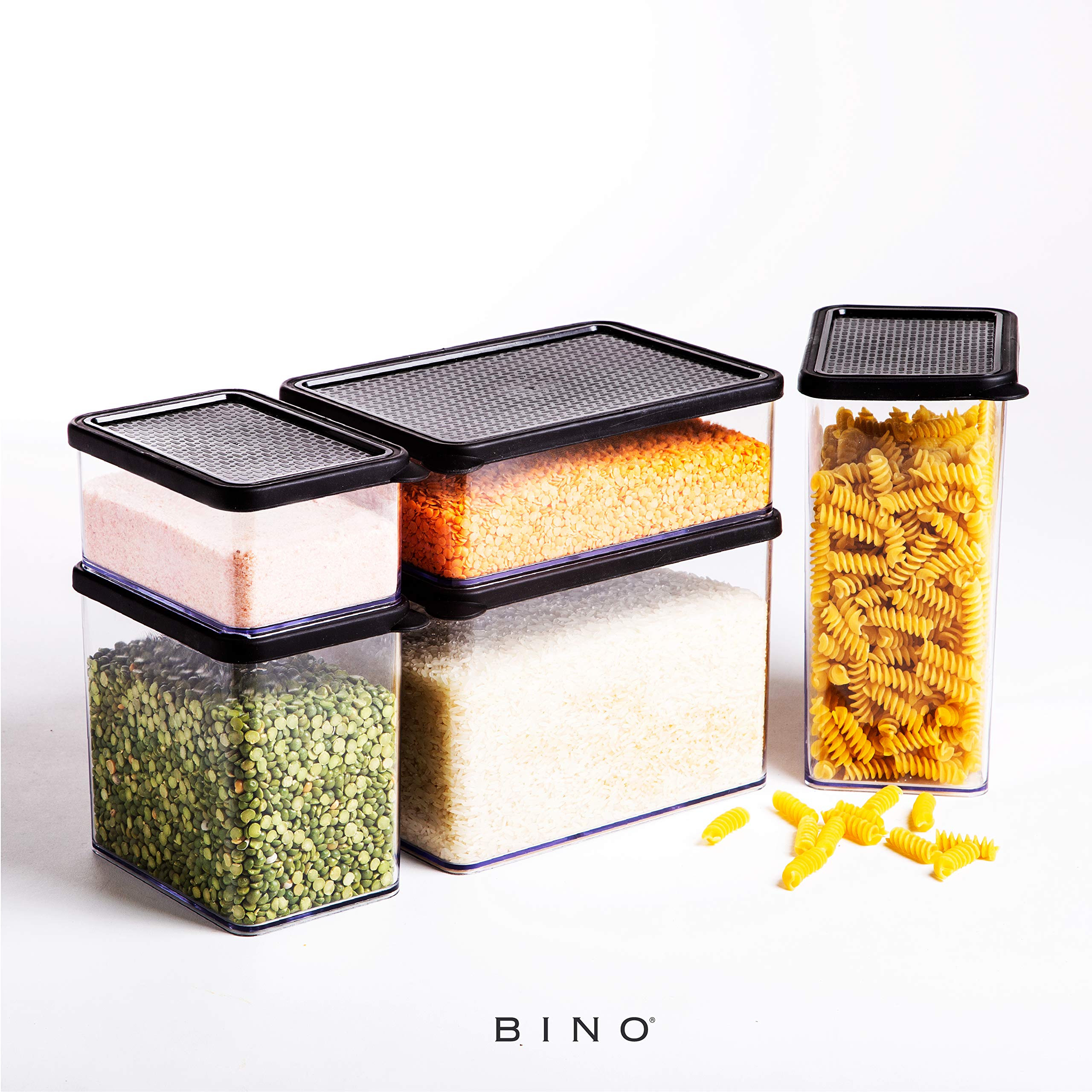 BINO Airtight Food Storage Containers with Lids - 24 Pack (0.9 Qt/820mL, Black) | BPA-Free Pantry Organization Containers | Perfect for Meal Prep, Leftovers & Kitchen Storage | THE SNAP COLLECTION