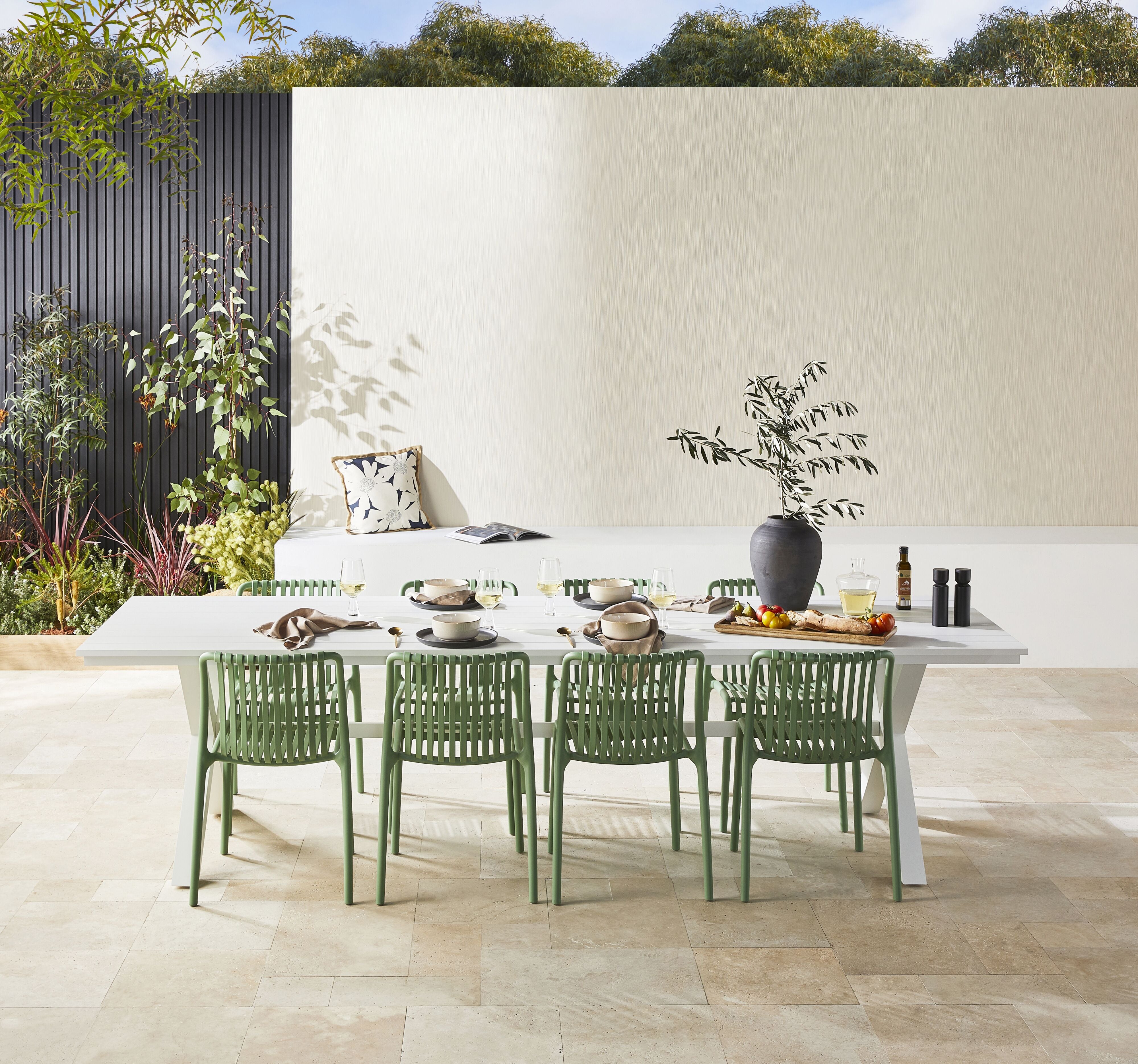 Modern White 300cm Aluminum Dining Table - Blake Collection | Perfect for Large Dining Rooms, Outdoor Patios & Open-Concept Spaces