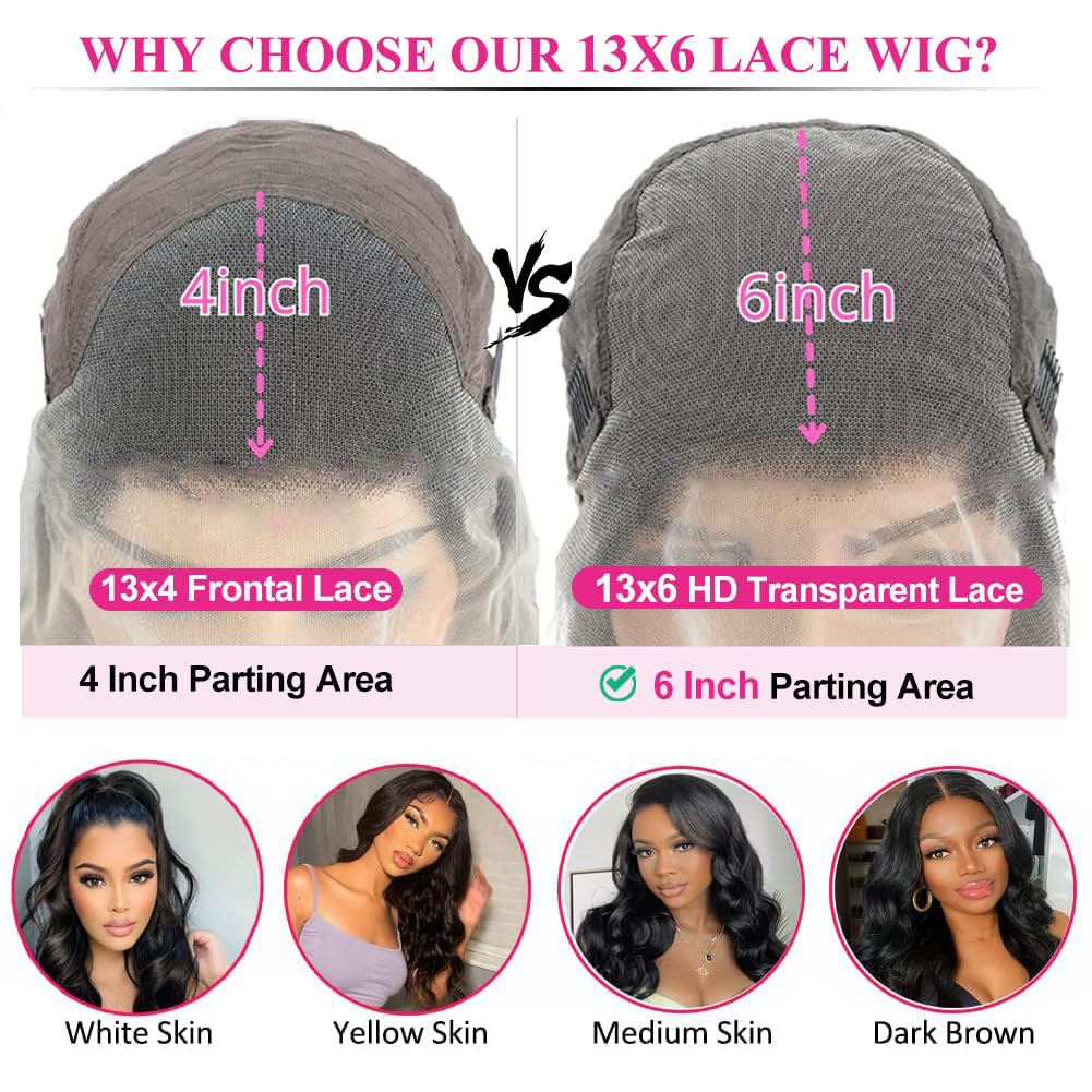 13x6 HD Lace Front Wigs Human Hair - 250% Density Pre Plucked Body Wave Glueless Wig with Baby Hair for Black Women (32 Inch) | Perfect for Daily Wear, Special Occasions & Protective Styling